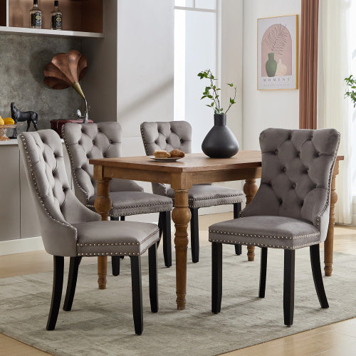 AI62 Decor Set of 4 Velvet Upholstered Dining Room Chairs
