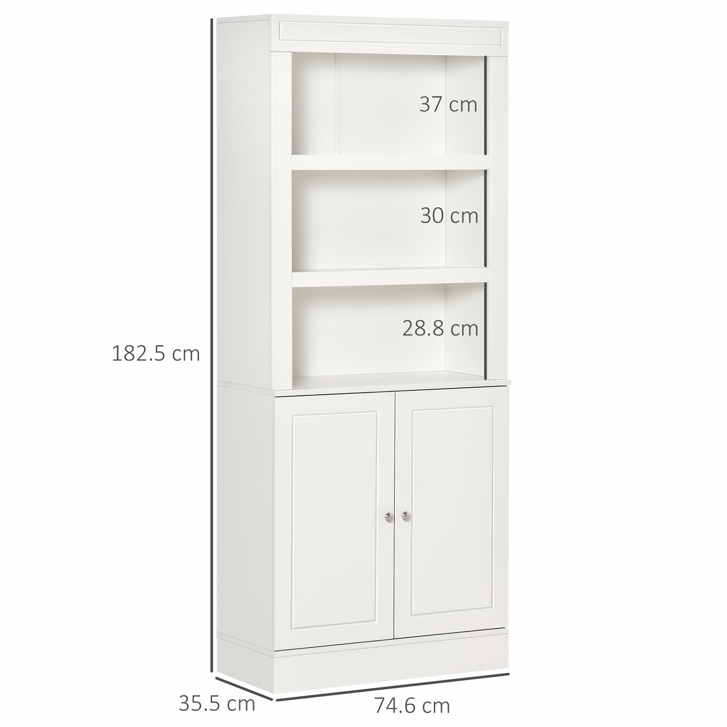 AI62 Decor 6-Tier Kitchen Cupboard with Doors & Open Shelves, White