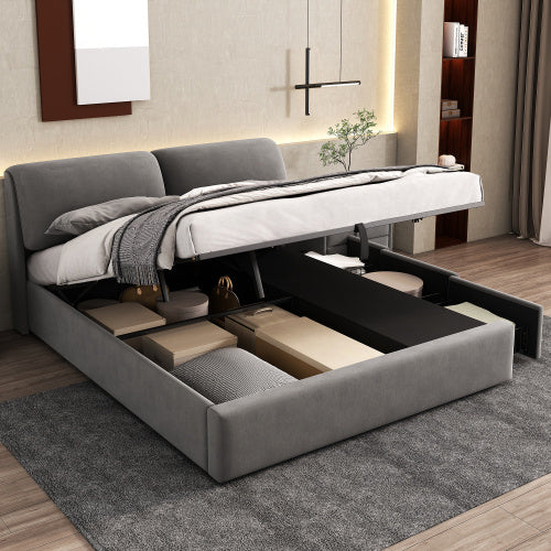 AI62 Decor Upholstered King Size Bed with Hydraulic Mechanism and storage