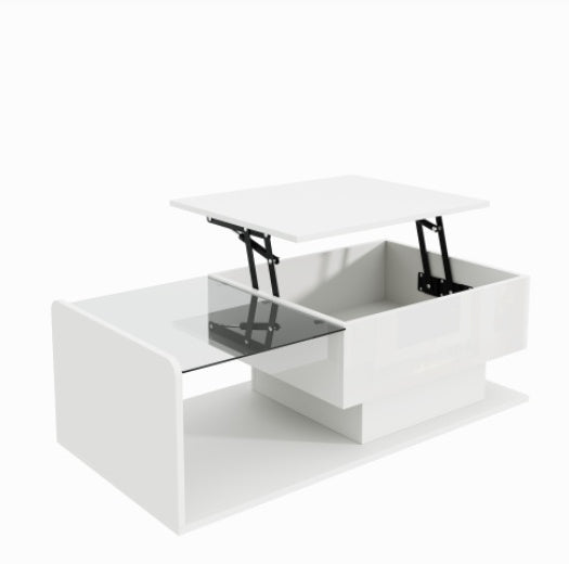 AI62 Decor High-Gloss White Coffee Table with LED Effect