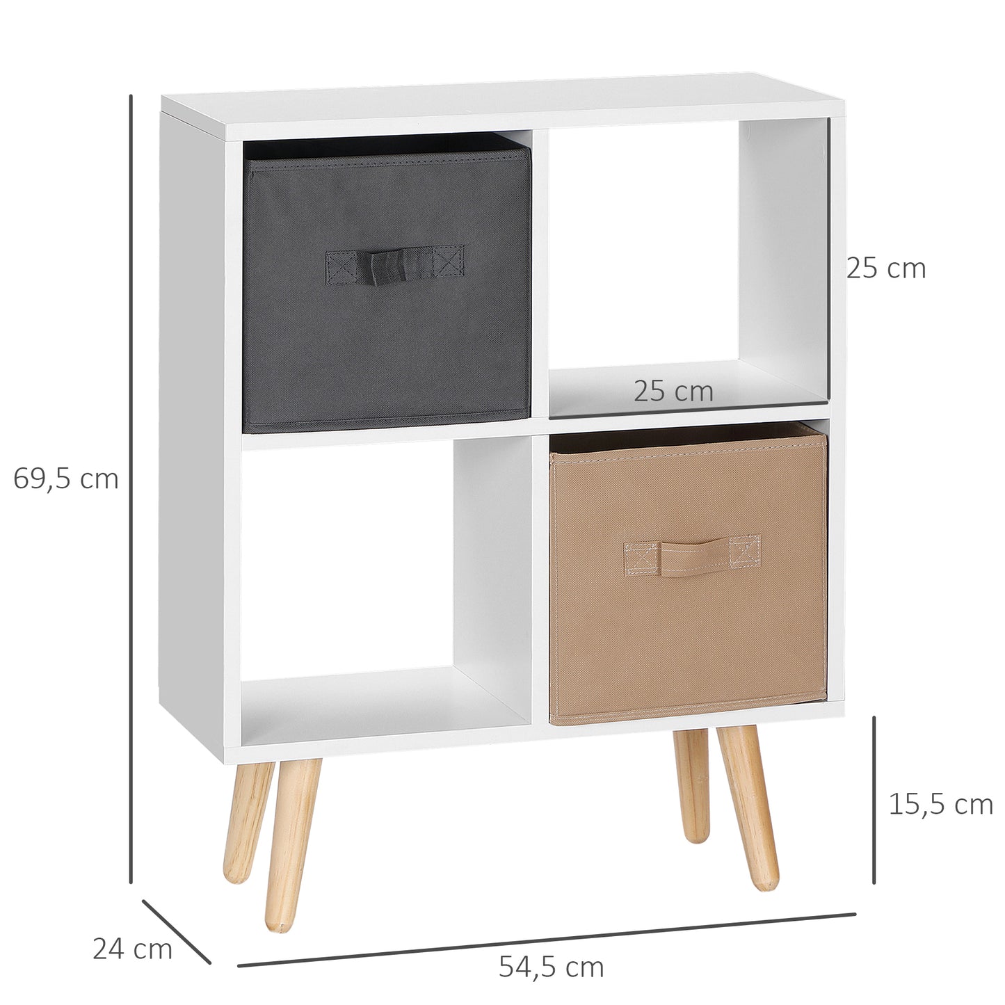 AI62 Decor 4 Cube Storage Cabinet with 3 Fabric Drawers