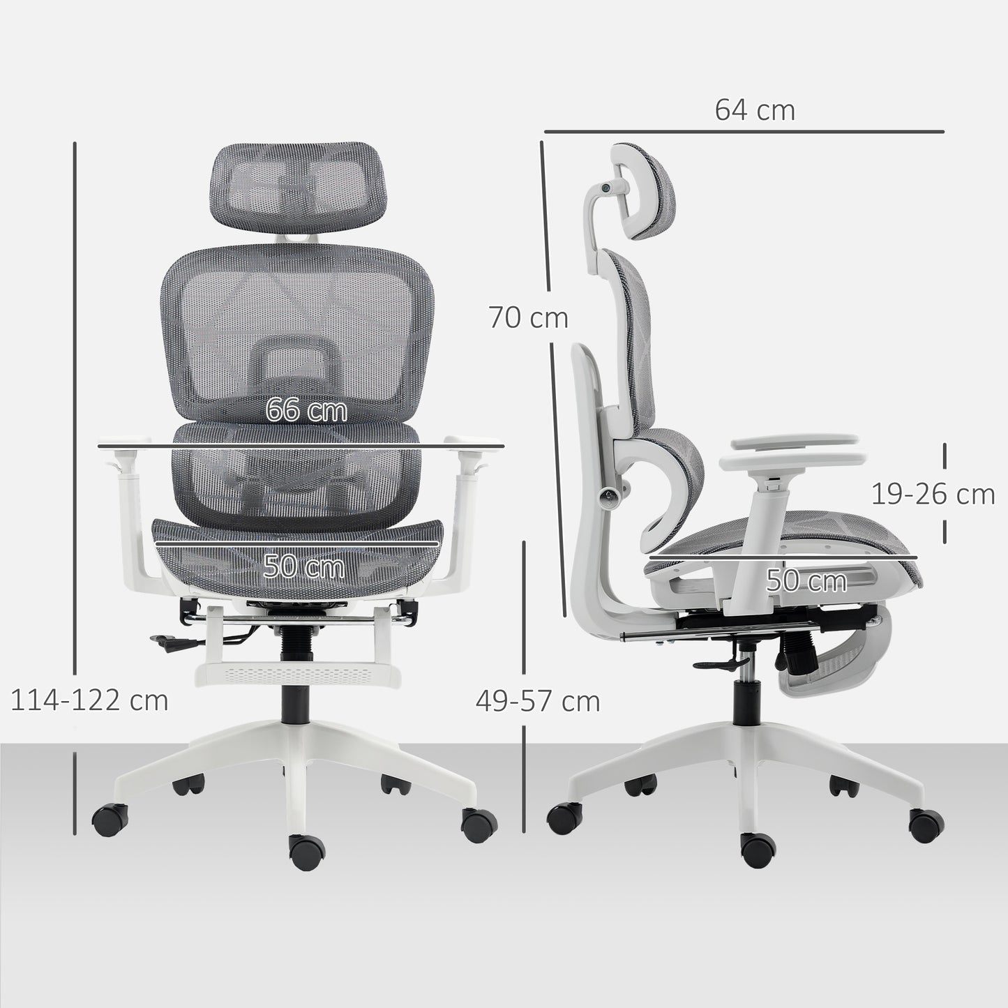 AI62 Decor Multi-Adjustable Mesh Office Chair - Grey And White
