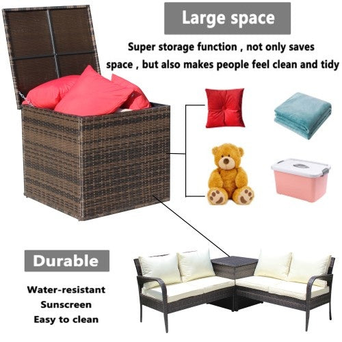 AI62 Decor Wicker Patio Furniture Storage Box