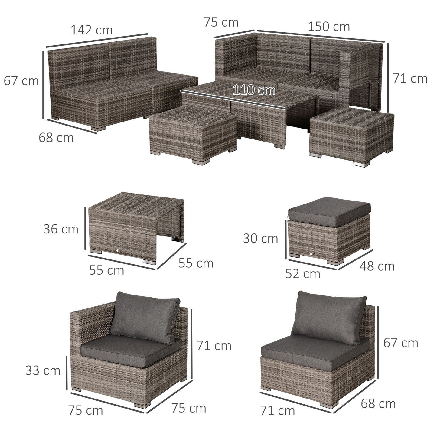 AI62 Decor Rattan Garden Furniture Set