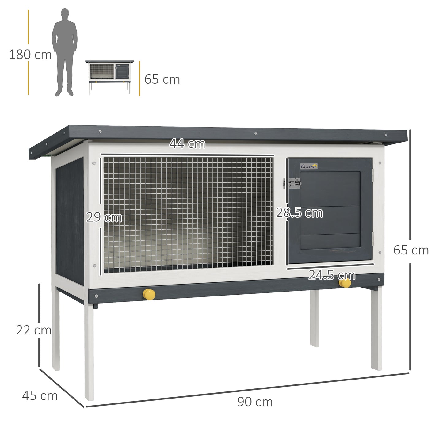 AI62 Decor PawHut Wooden Rabbit & Guinea Pig Hutch – 90x45x65 cm