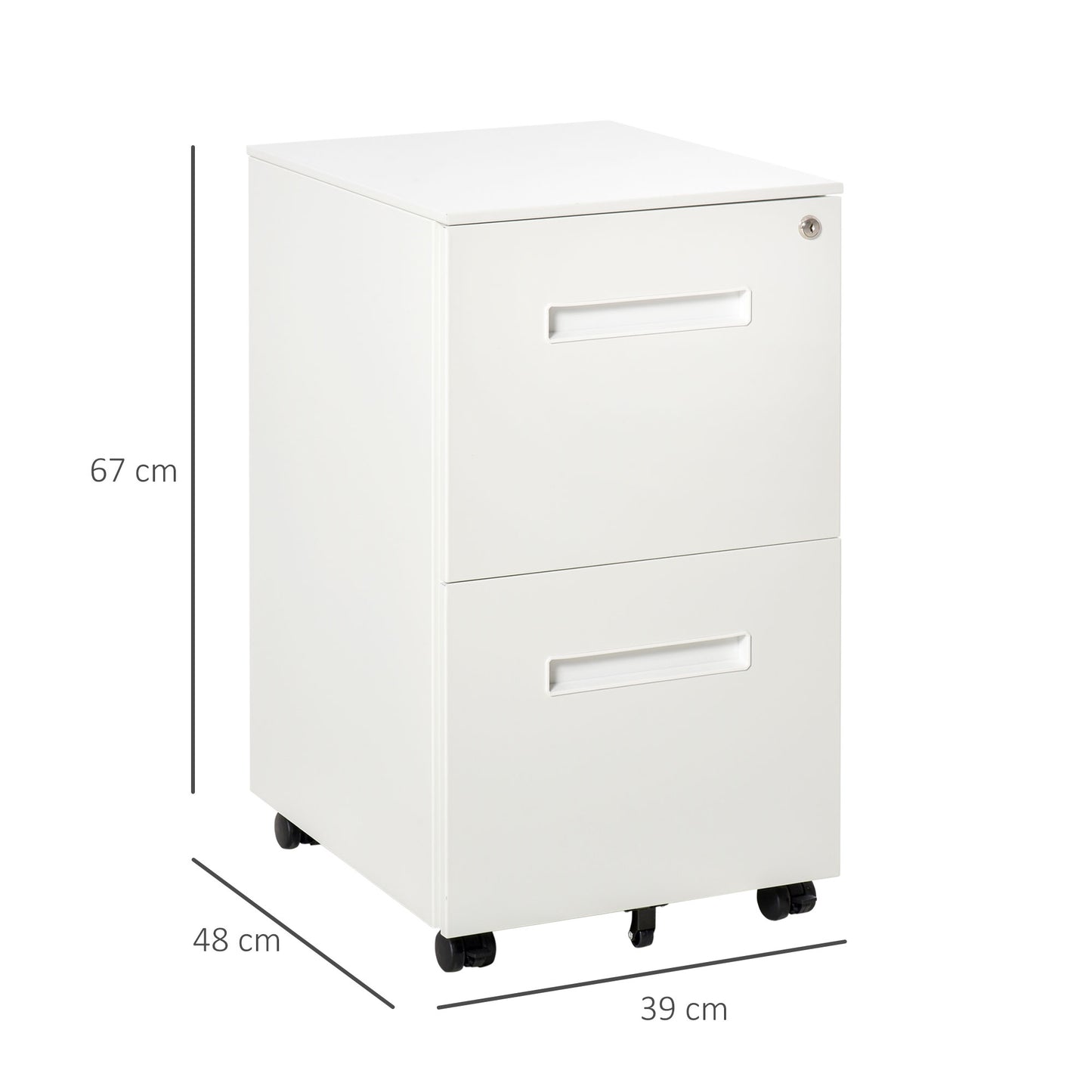 AI62 Decor Vinsetto Metal Mobile 2-Drawer Filing Cabinet with Lock & Wheels