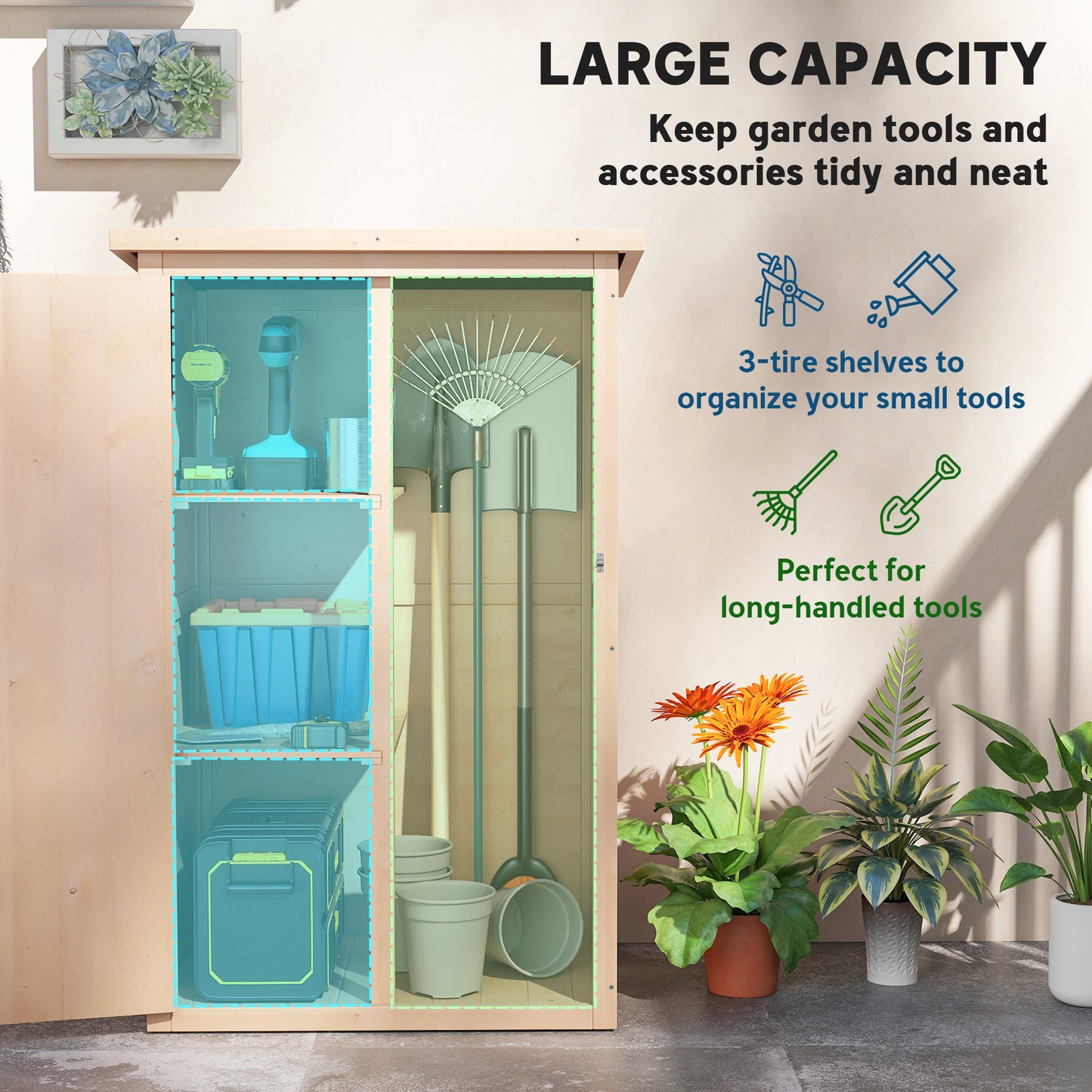 AI62 Decor Wooden Garden Storage Shed