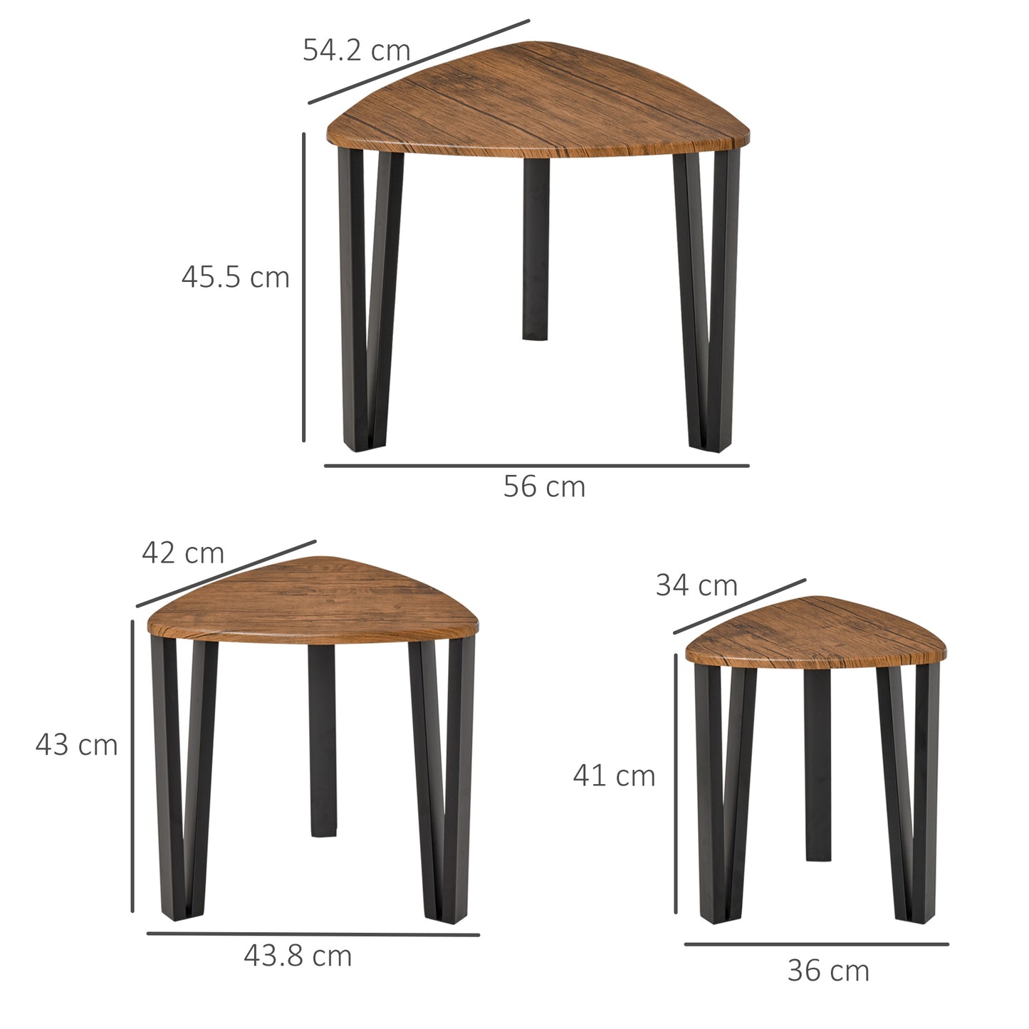 AI62 Decor Set of 3 Nesting Tables with Metal Legs