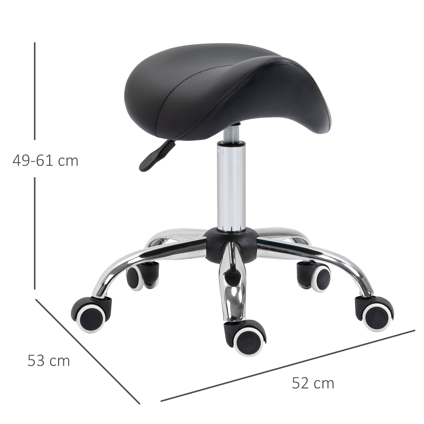 AI62 Decor Height Adjustable Rolling Spa Chair with Faux Leather Seat