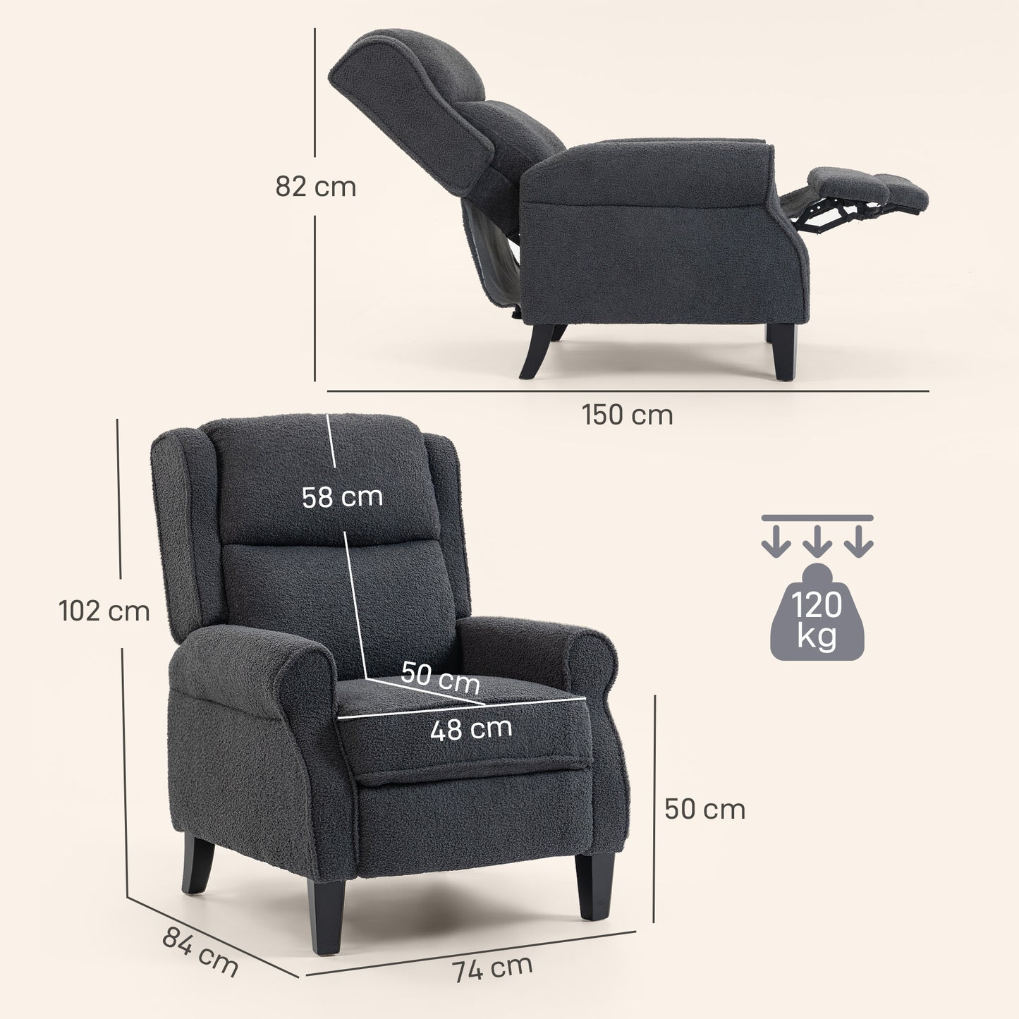AI62 Decor 132° Recliner Armchair