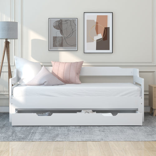 AI62 Decor Single Daybed with Pull-Out Trundle & Storage Drawer – 90 x 190 cm