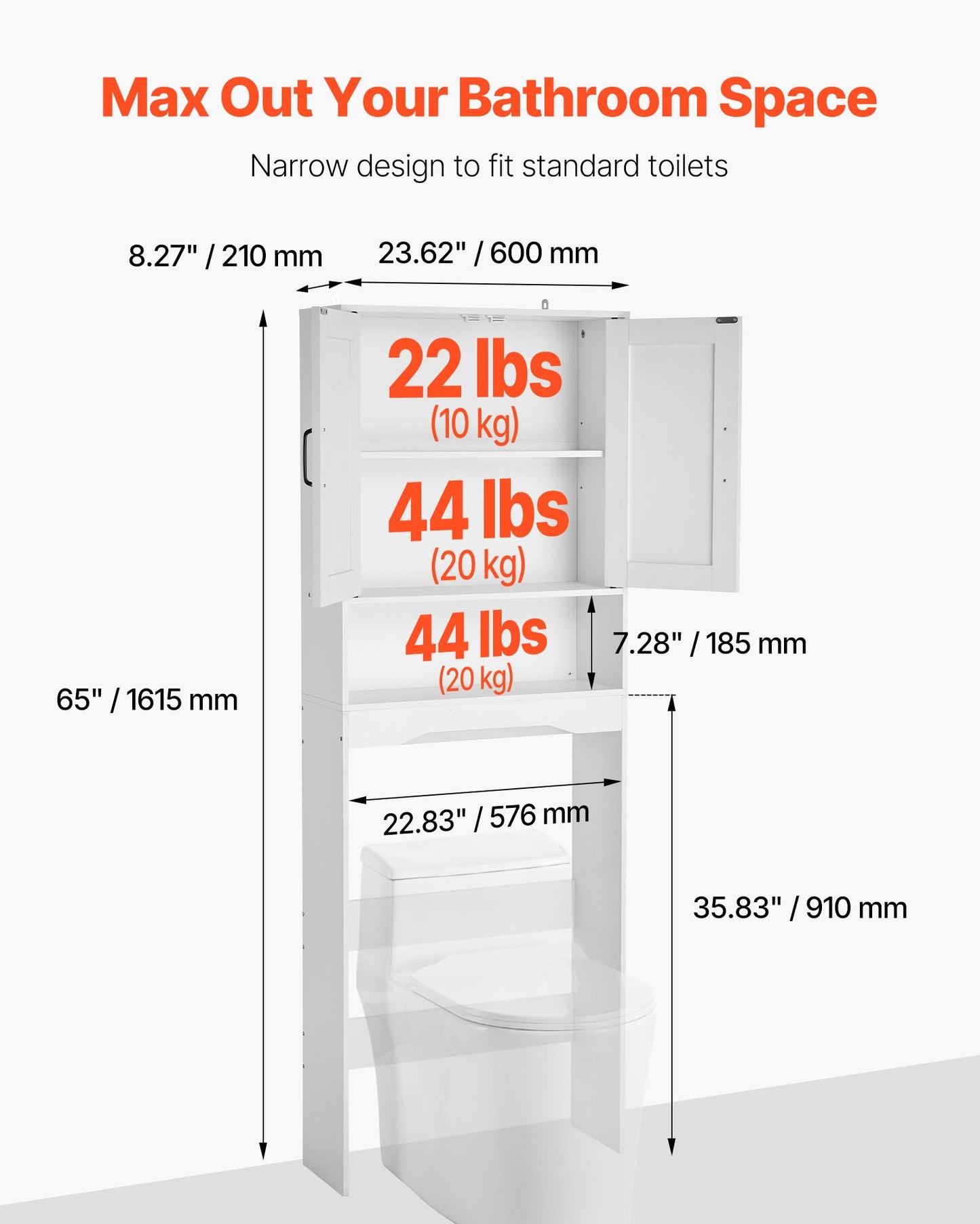 AI62 Decor Space-Saving Toilet Storage Cabinet with Open Shelf