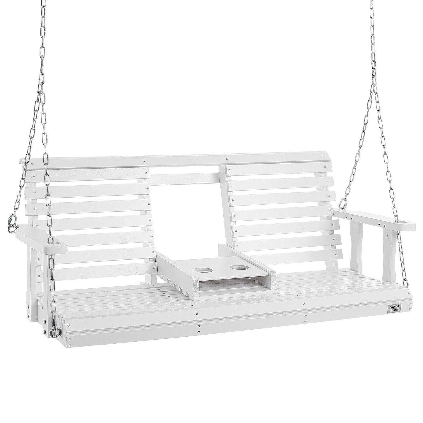 AI62 Decor Heavy Duty White Porch Swing with Hanging Chains