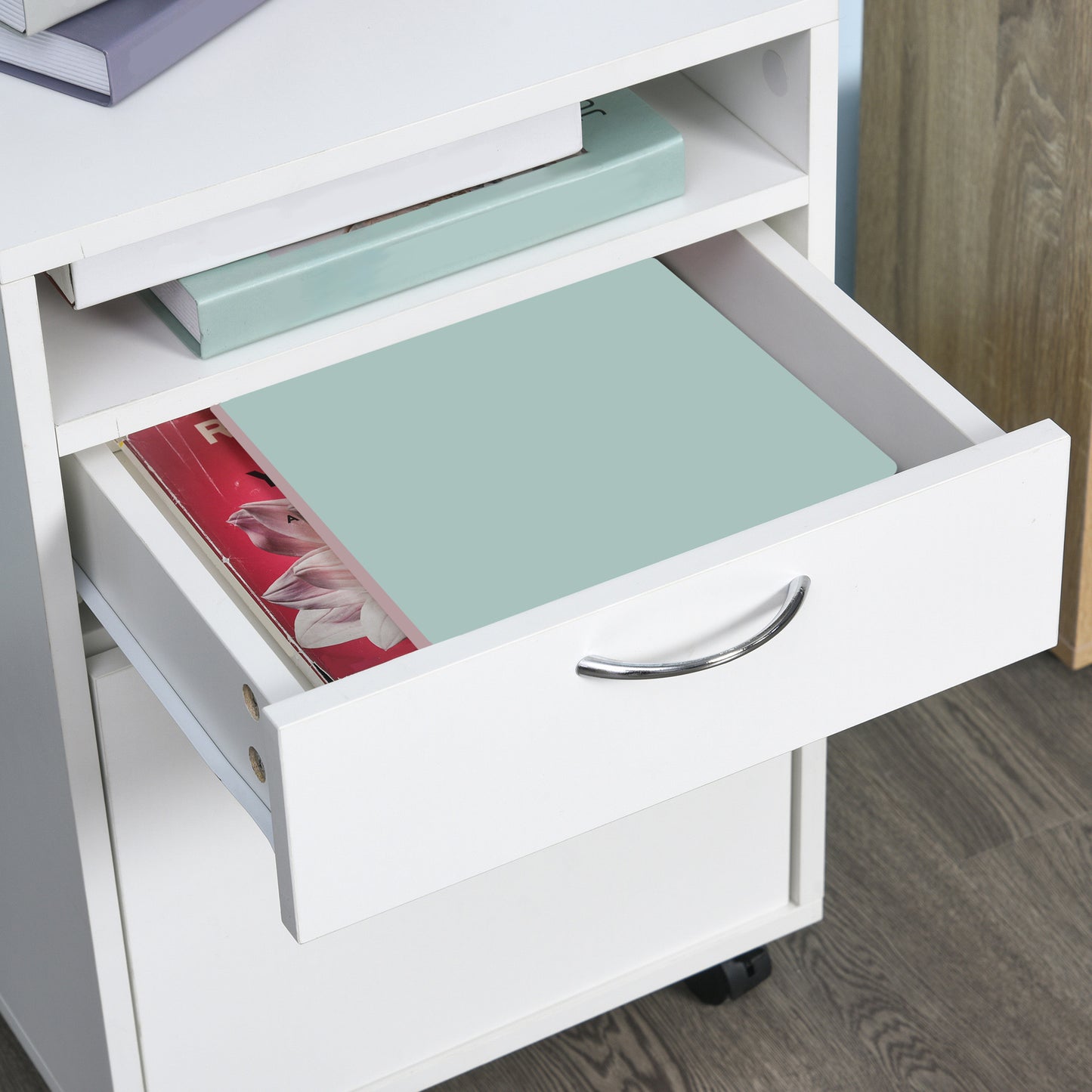 AI62 Decor Compact Filing Cabinet with Wheels & Storage