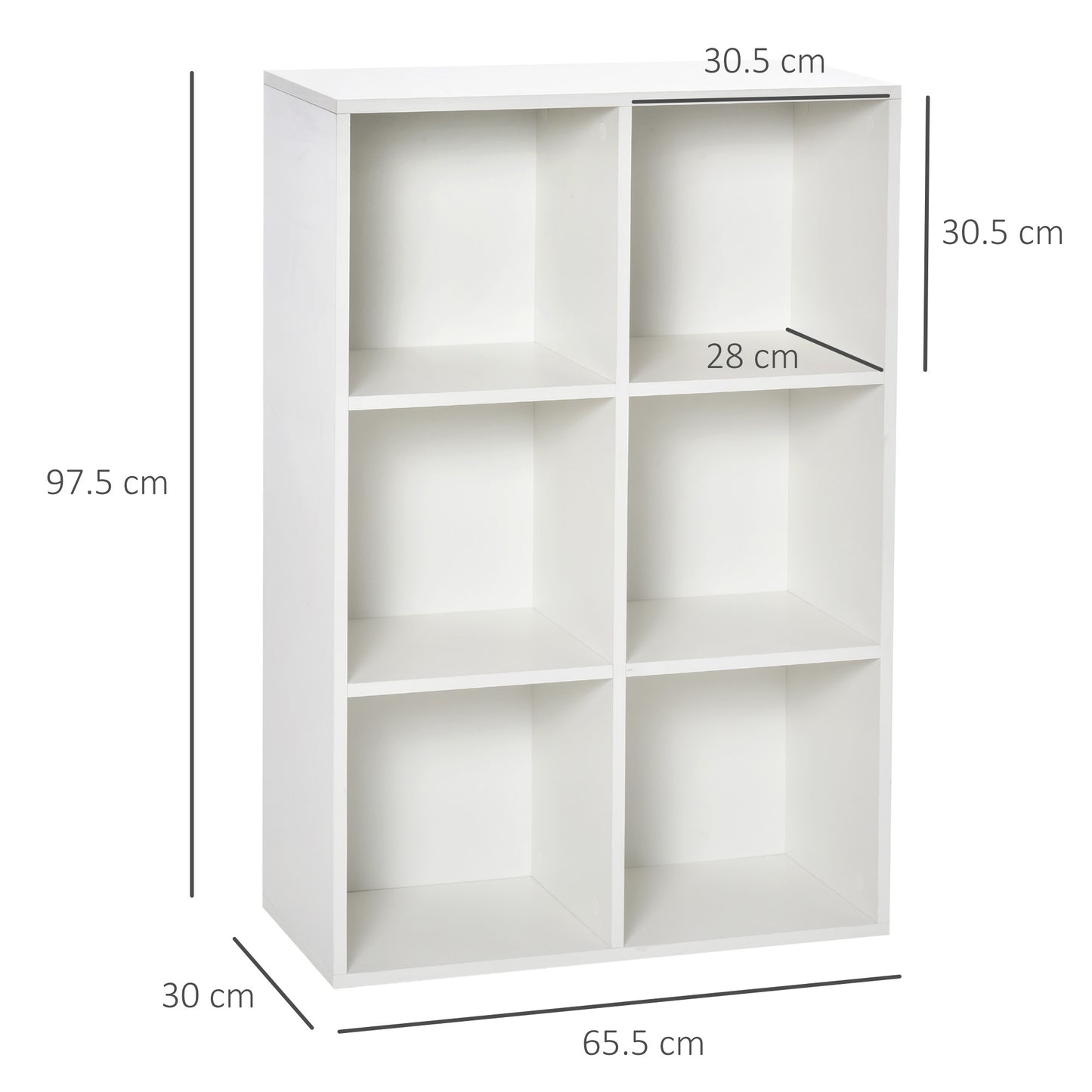 AI62 Decor Six-Cube Bookcase - White Wood Effect