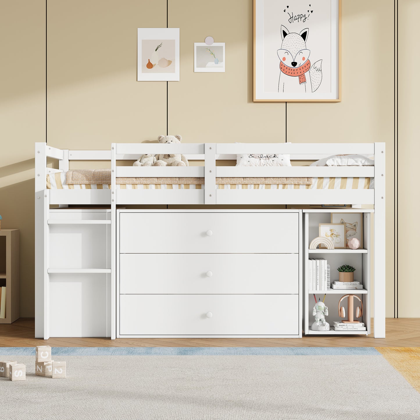 AI62 Decor 3ft Cabin Loft Bed with Desk