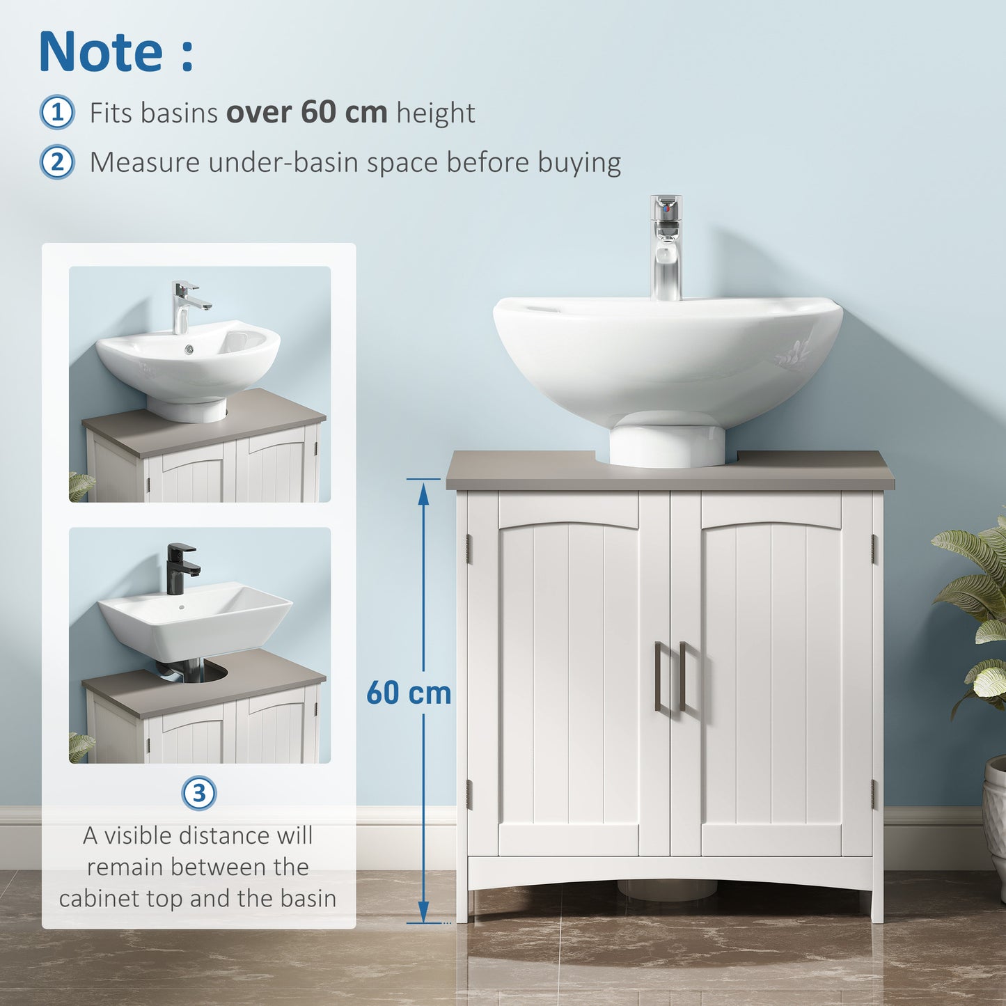 AI62 Decor Kleankin Under-Sink Bathroom Cabinet with Adjustable Shelves – White