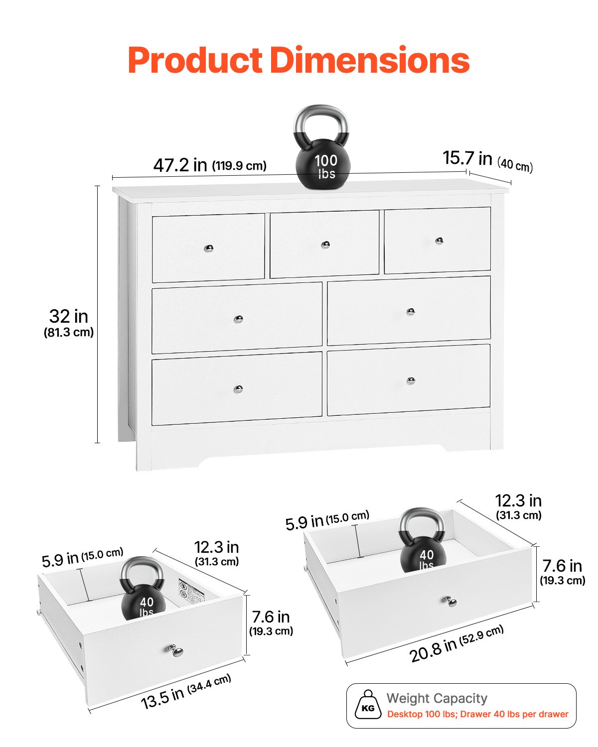 AI62 Decor 7 Drawer Wooden Dresser Chest Light Wood