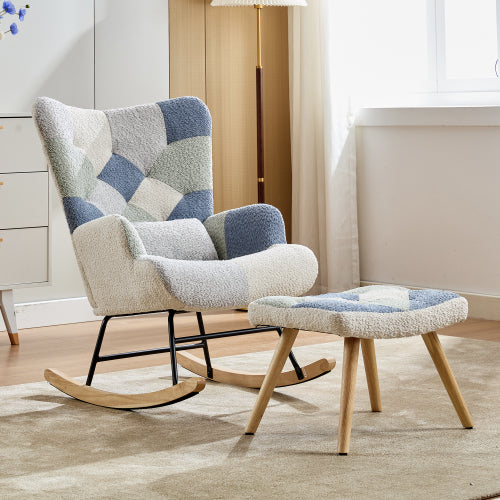 AI62 Decor Adult Rocking Chair – High Back Recliner with Solid Wood Legs