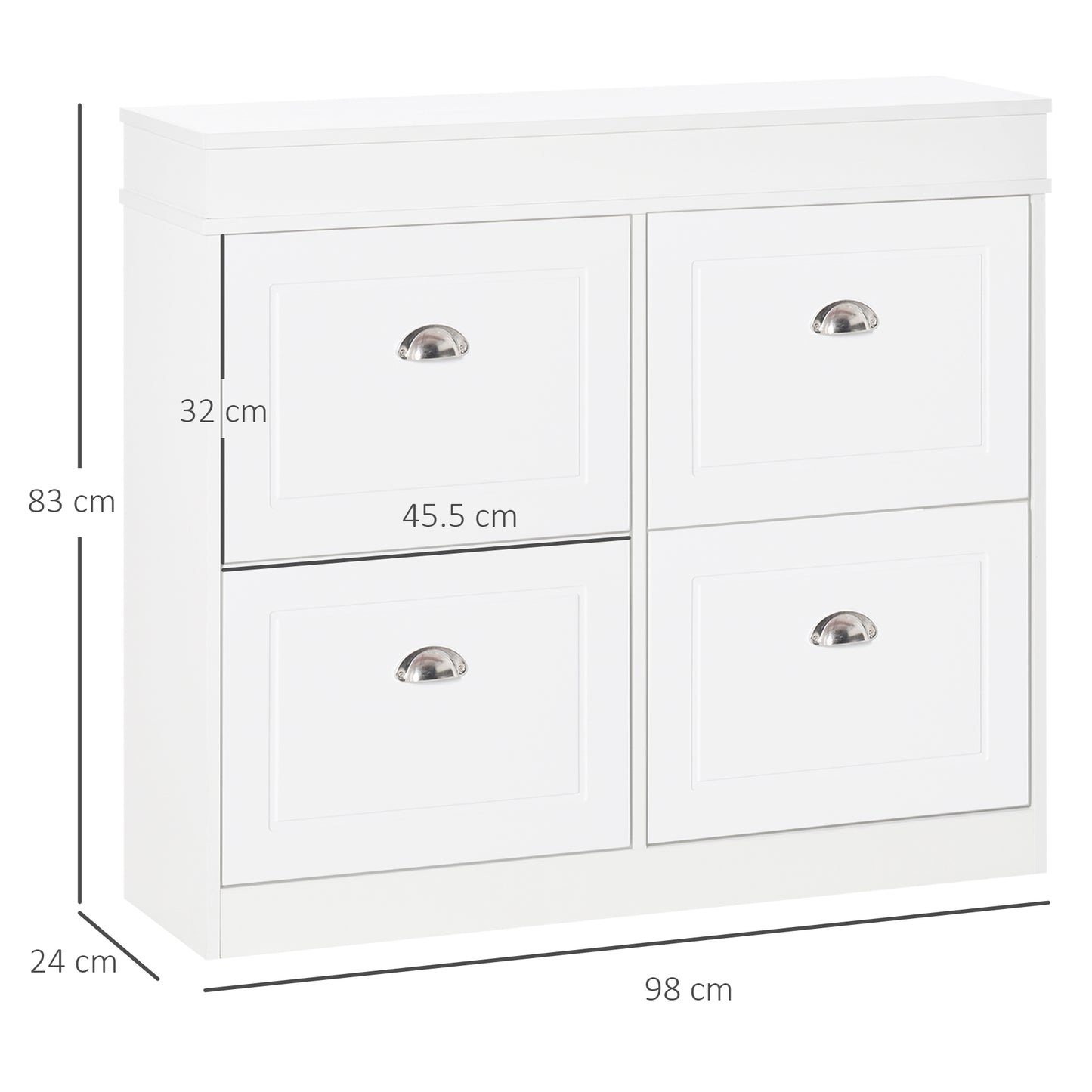AI62 Decor 4-Drawer Narrow Shoe Cabinet – White