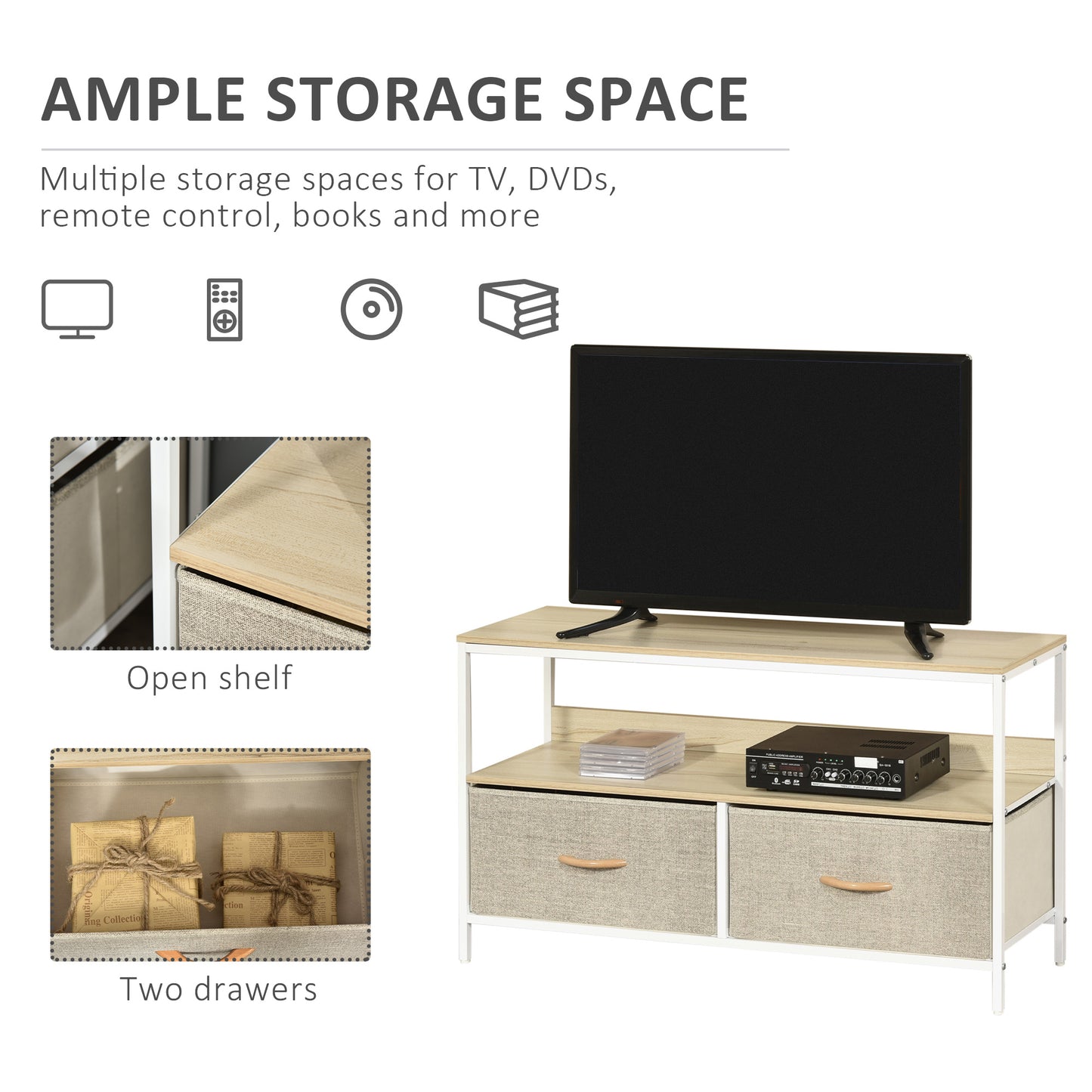 AI62 Decor TV Stand Cabinet With 2 Foldable Drawers - Maple Colour