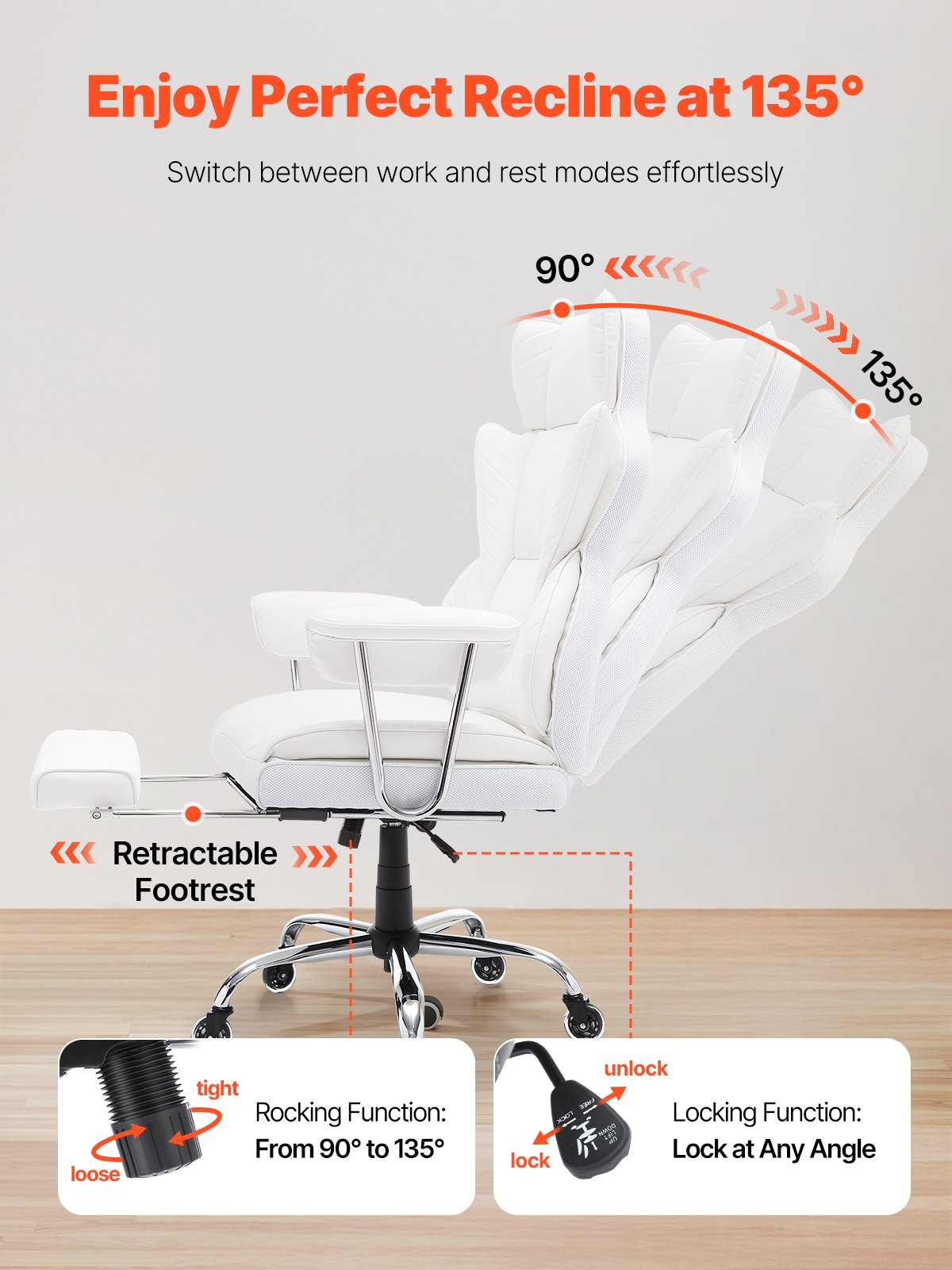 AI62 Decor Heavy Duty PU Leather Office Chair with Footrest – Wide & Tall