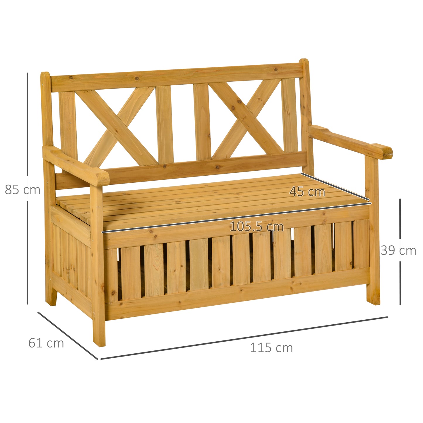 AI62 Decor 2-Seater Outdoor Garden Storage Bench – Patio & Porch Seating