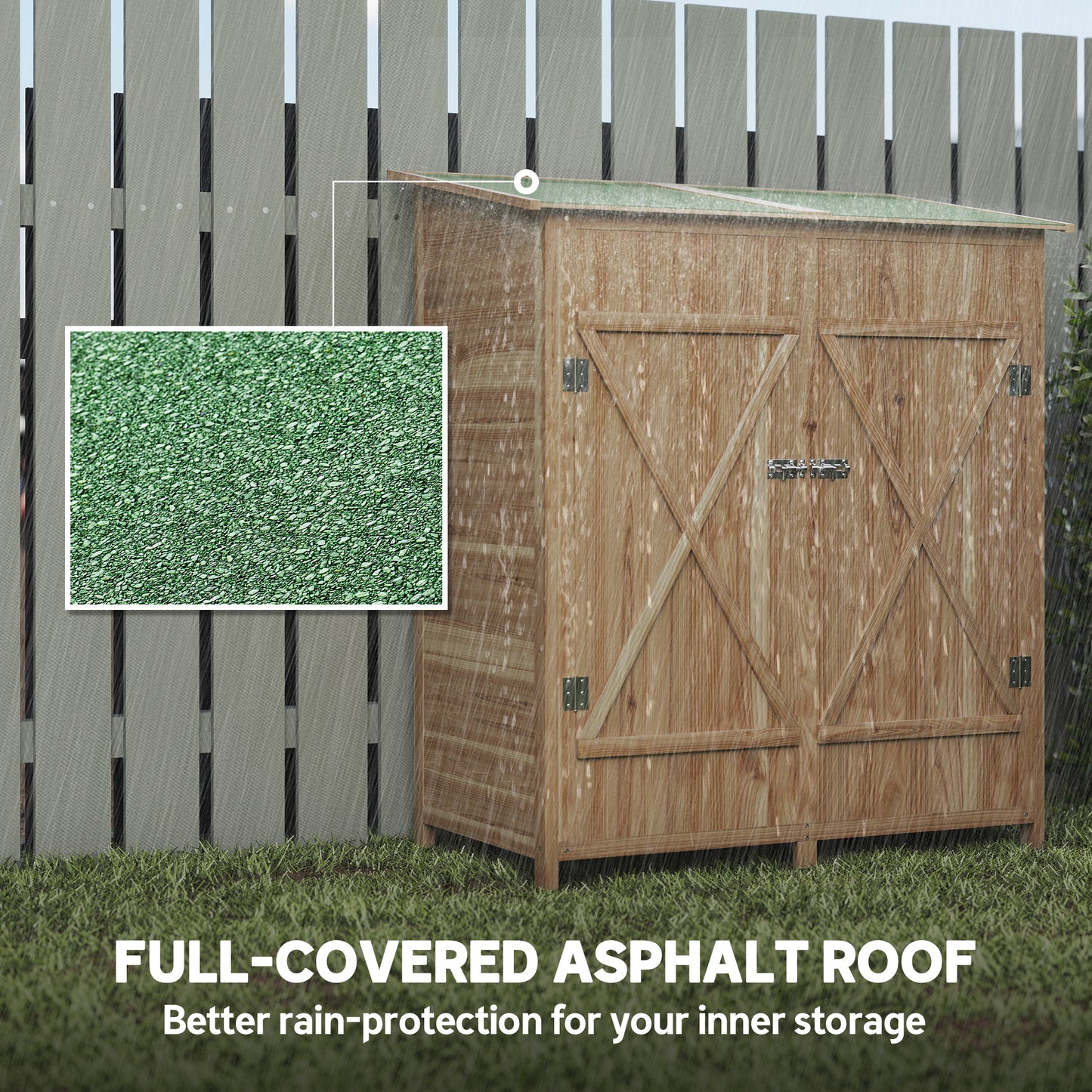 AI62 Decor 140 X 75 Fir Wood Garden Shed, With Asphalt Roof - Natural