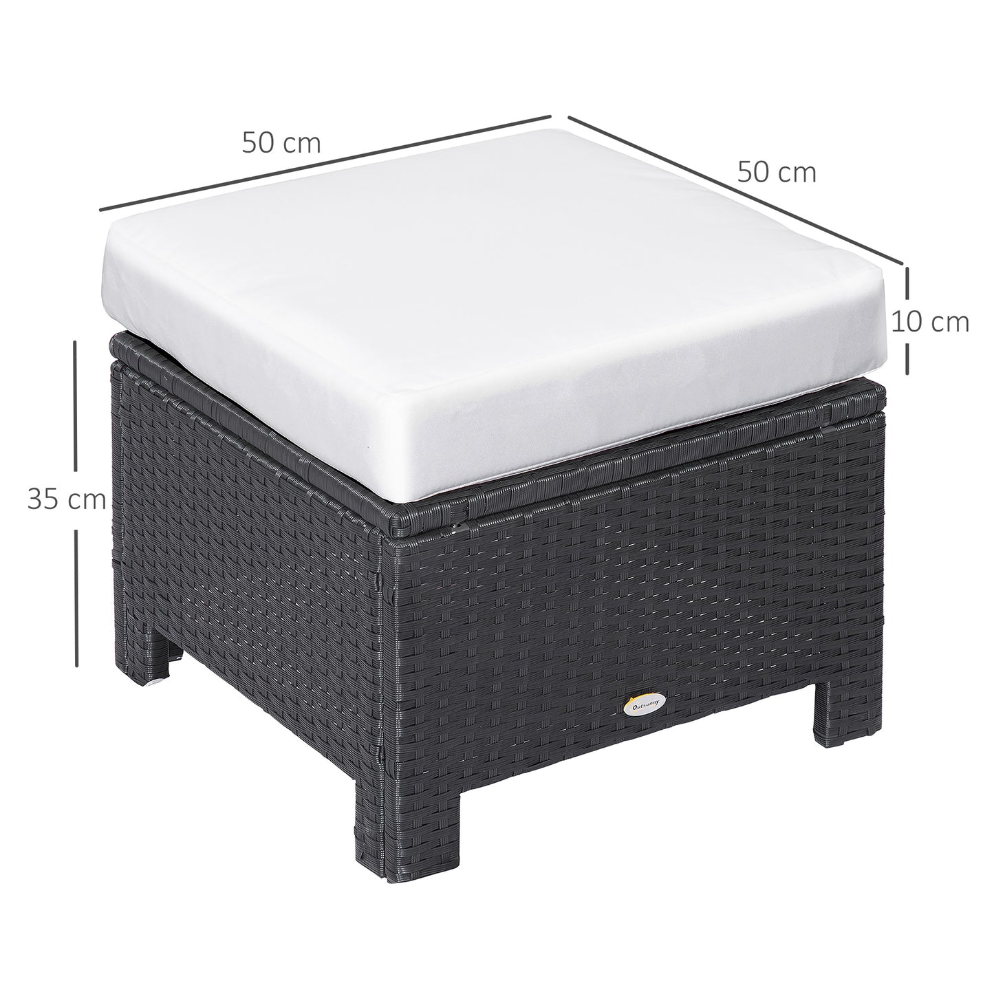 AI62 Decor Rattan Outdoor Wicker Ottoman with Cushion
