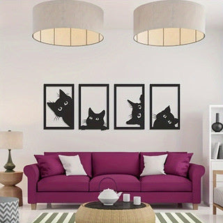AI62 Decor Black Cat Metal Wall Art for Home Decor
