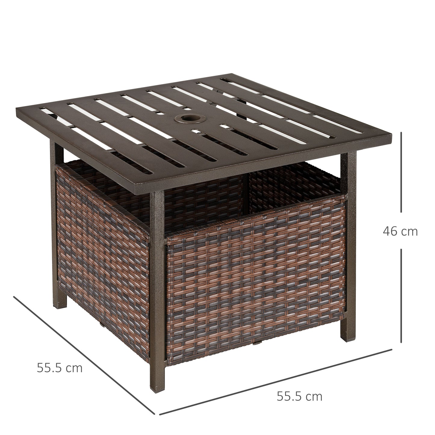AI62 Decor Rattan Outdoor Coffee Table with Umbrella Hole