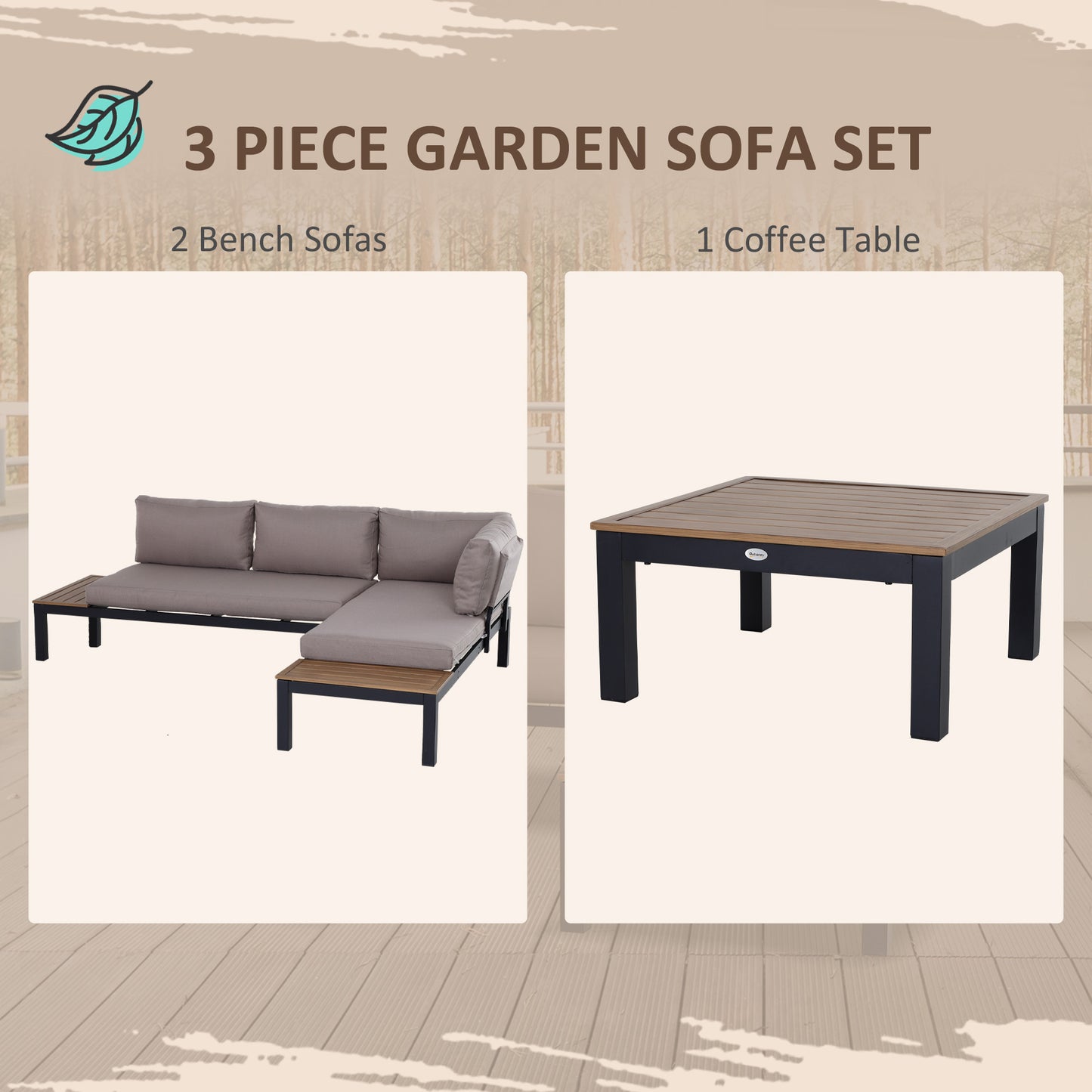 AI62 Decor 3-Piece Outdoor Garden Furniture Set