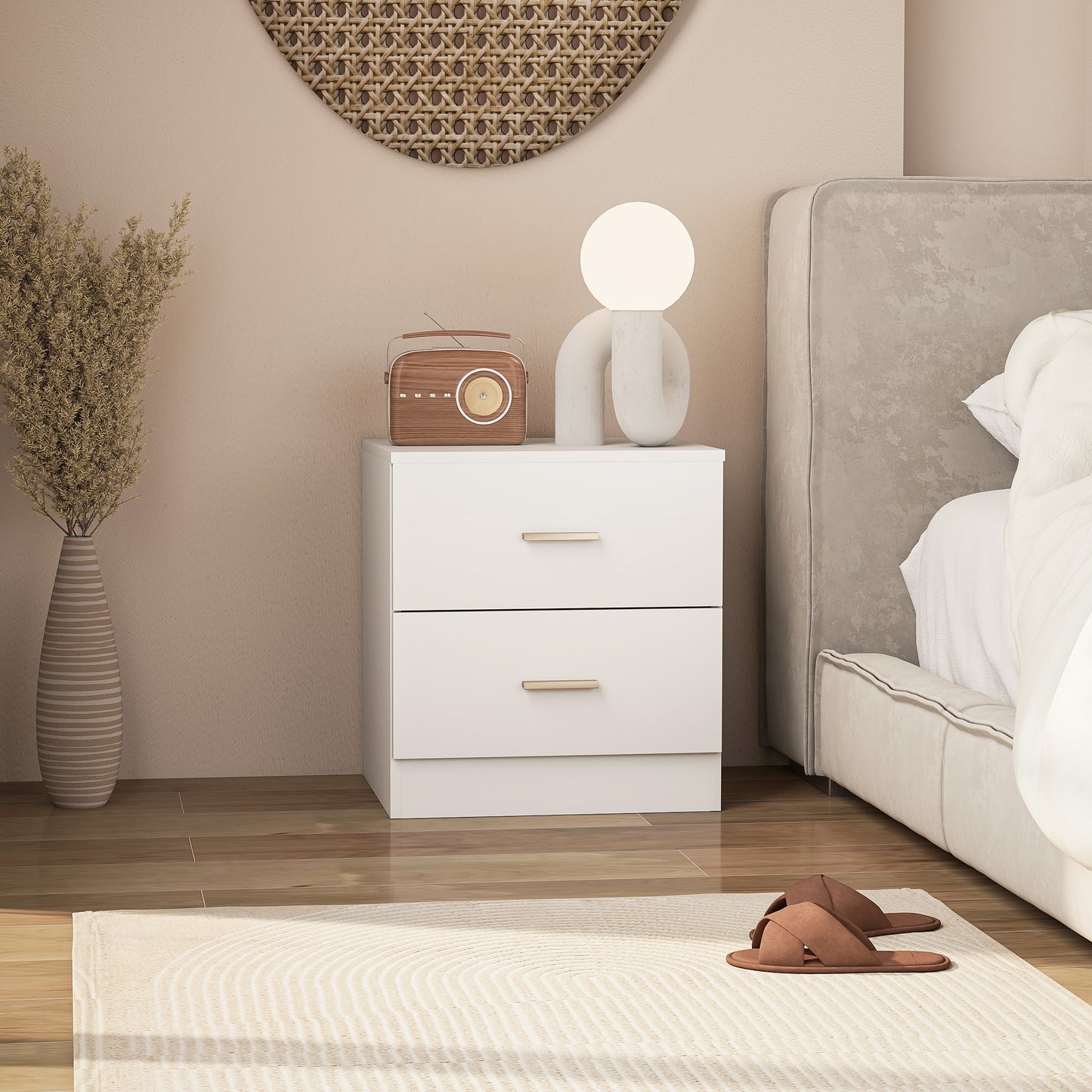 AI62 Decor Modern 2-Drawer Bedside Table