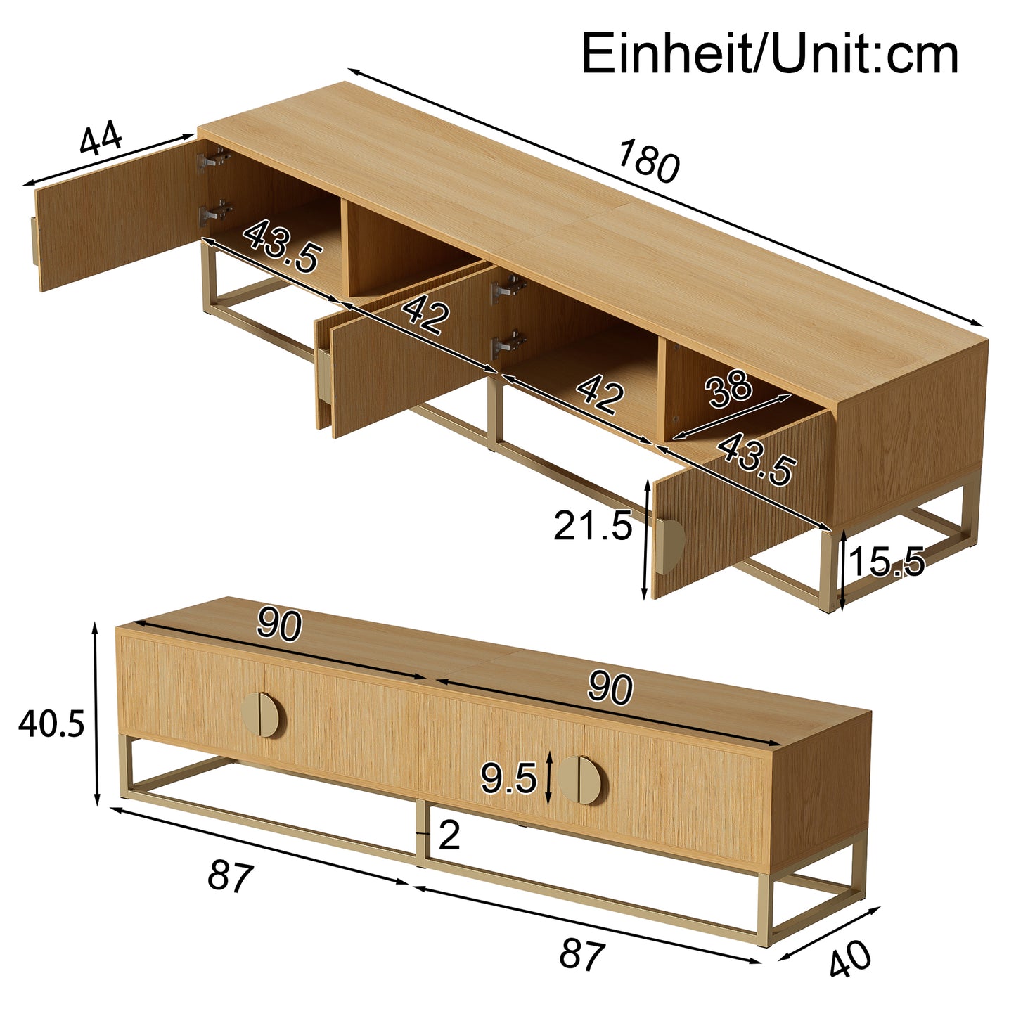 AI62 Decor 180 cm Modern Wood Grain TV Cabinet
