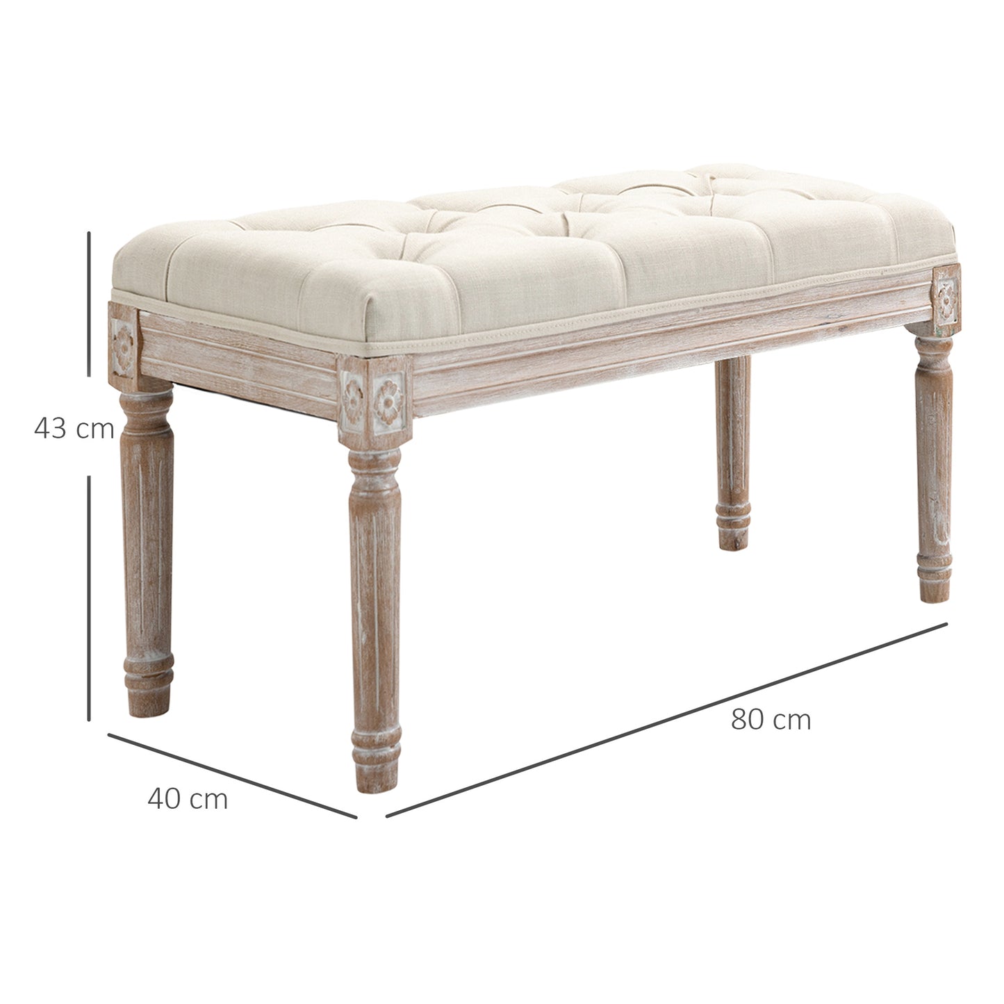 AI62 Decor 80cm Tufted End of Bed Bench – Cream White