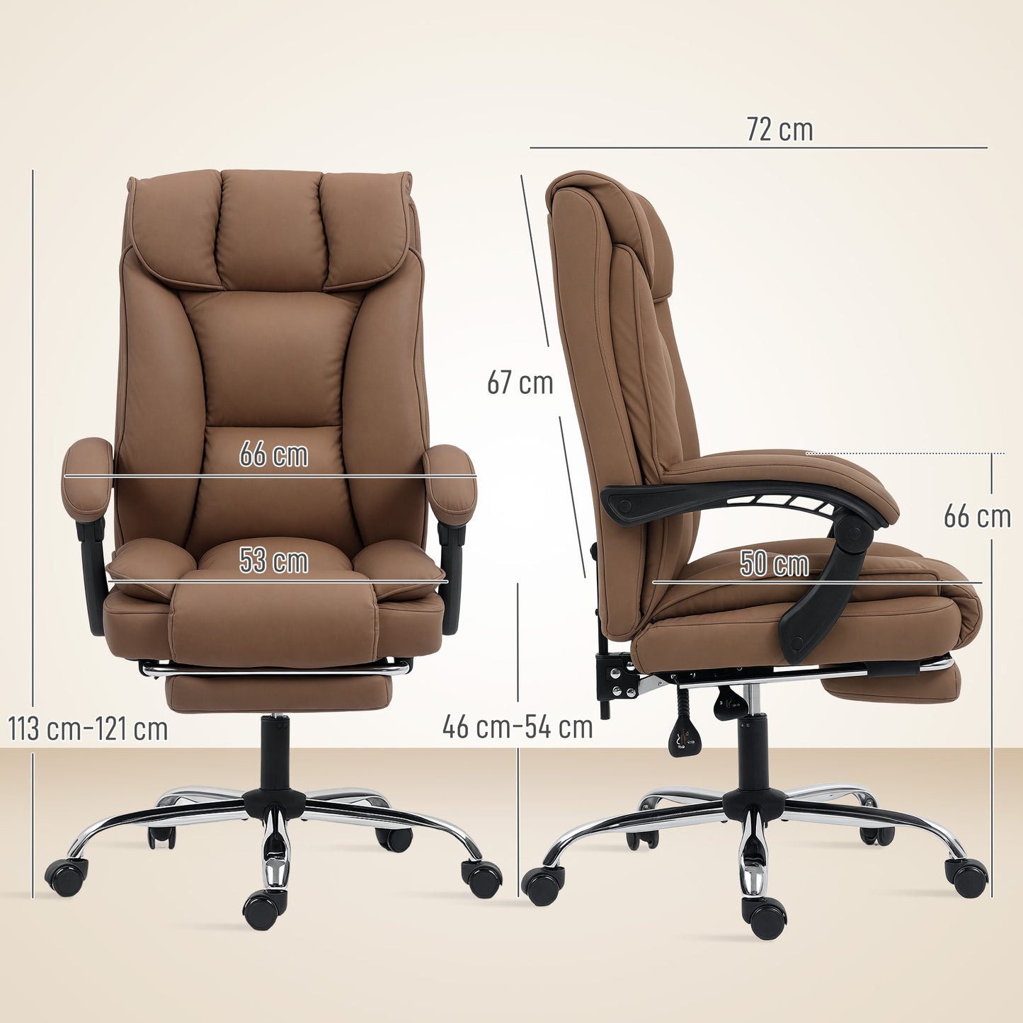 AI62 Decor Reclining Faux Leather Swivel Office Chair - Brown