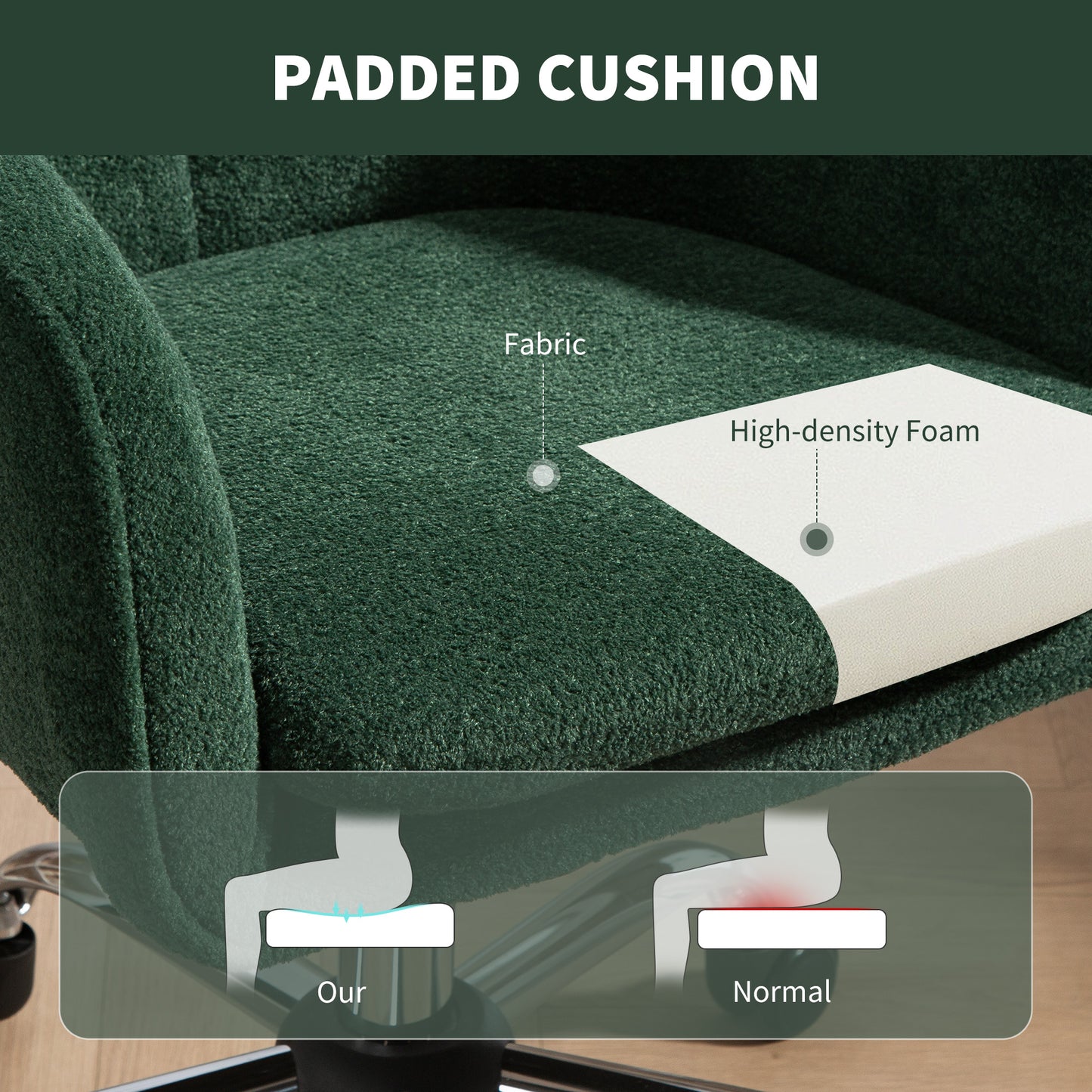 AI62 Decor Velvet-Feel Office Chair - Dark Green