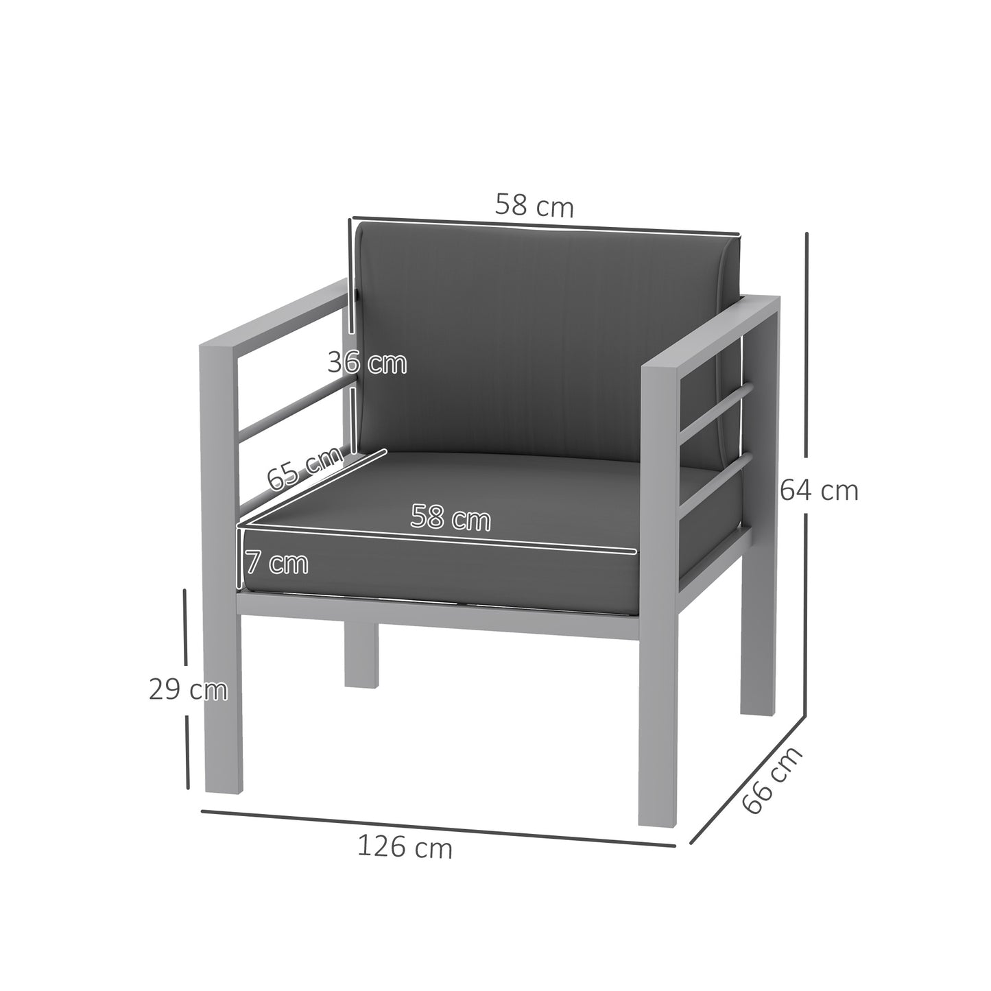 AI62 Decor 2-Piece Outdoor Sofa Set with Removable Cushions