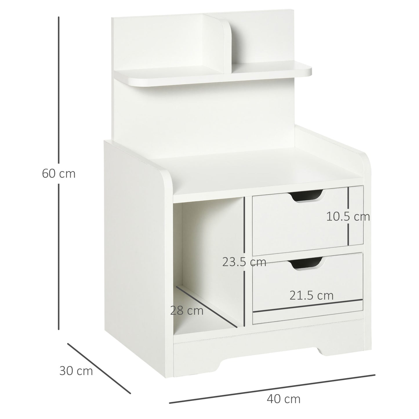 AI62 Decor 2-Drawer Bedside Table with Storage Shelves