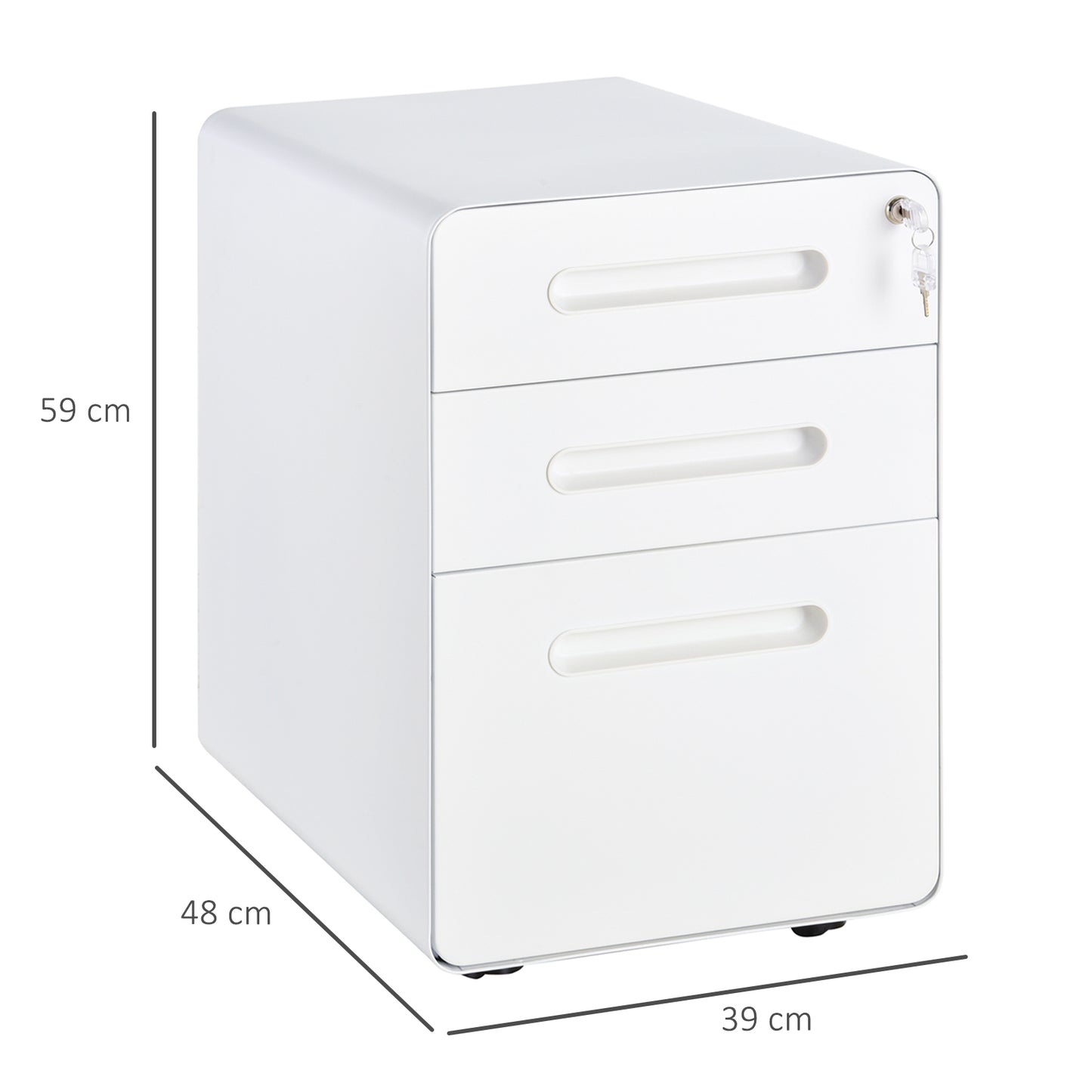 AI62 Decor Vinsetto 3-Drawer Lockable File Cabinet – White