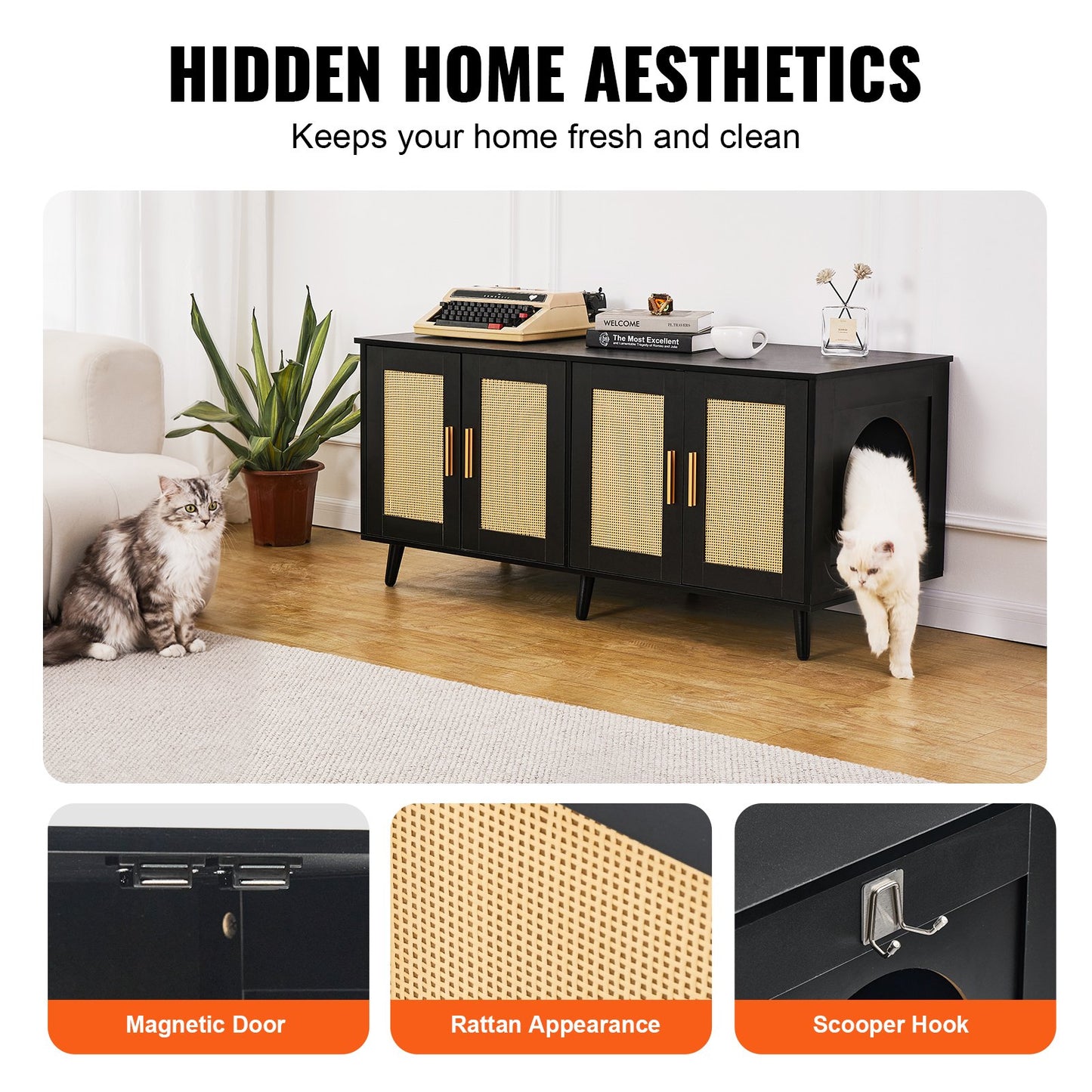 AI62 Decor Cat Litter Box Enclosure for 2 Cats