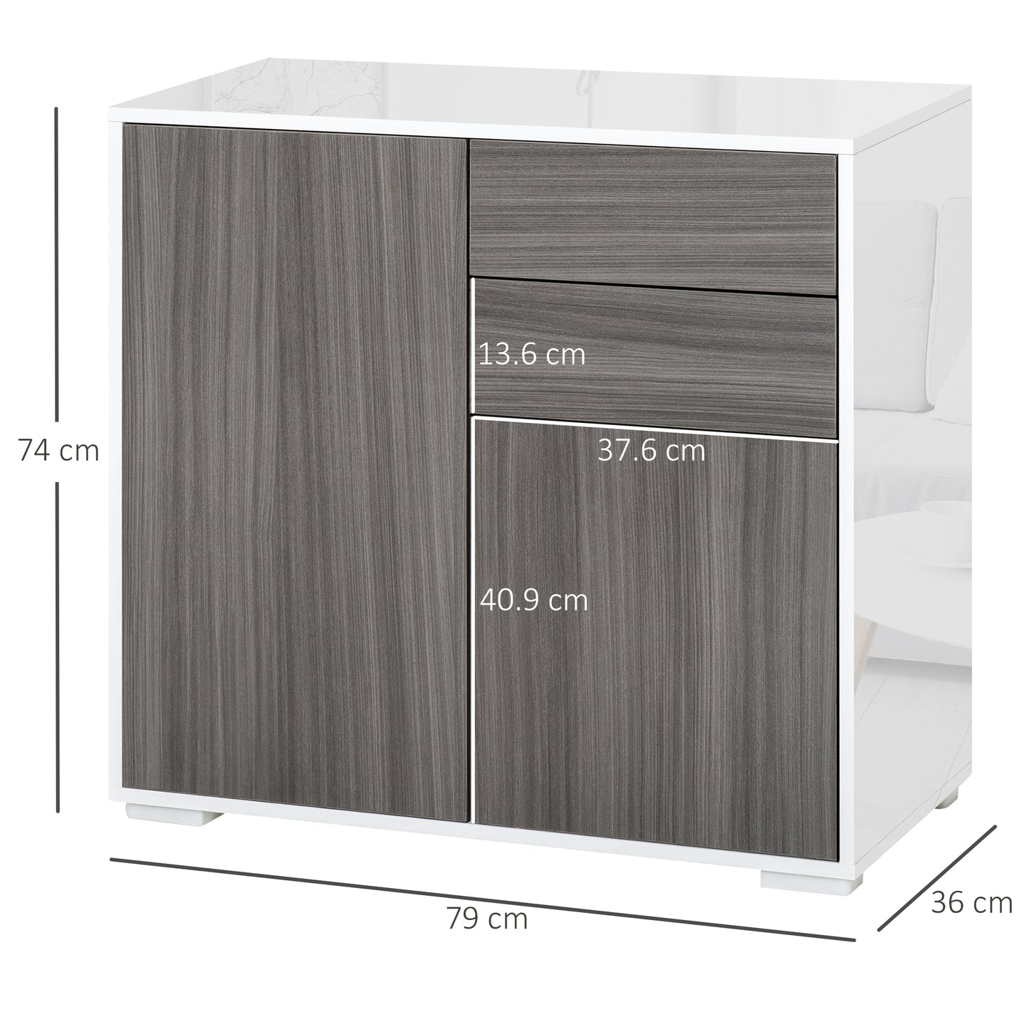 AI62 Decor Grey High Gloss Side Cabinet