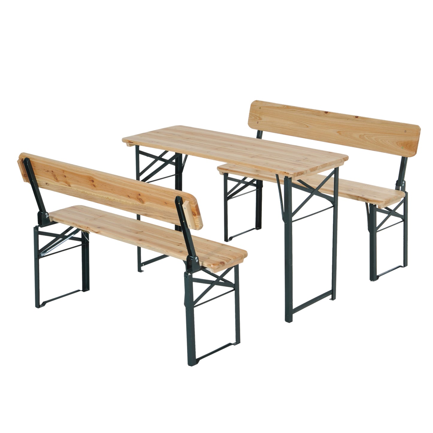 AI62 Decor Wooden Folding Table and Benches – Outdoor Garden Dining Set