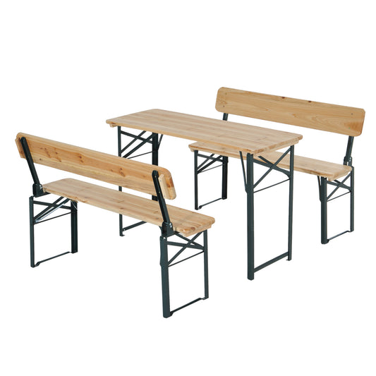 AI62 Decor Wooden Folding Table and Benches – Outdoor Garden Dining Set