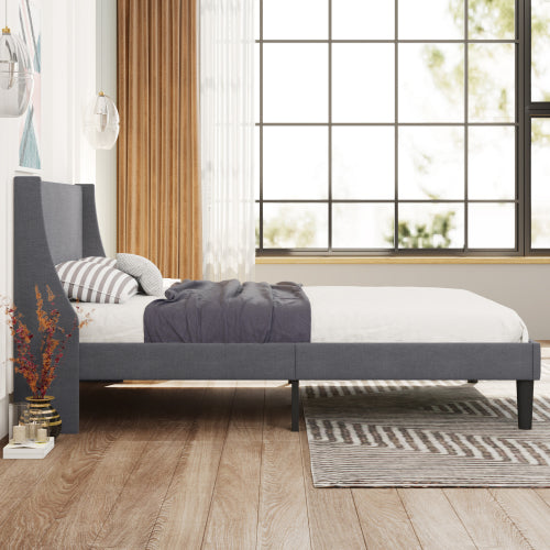 AI62 Decor Single Velvet Upholstered Bed 3FT, Dark Green, Winged Headboard