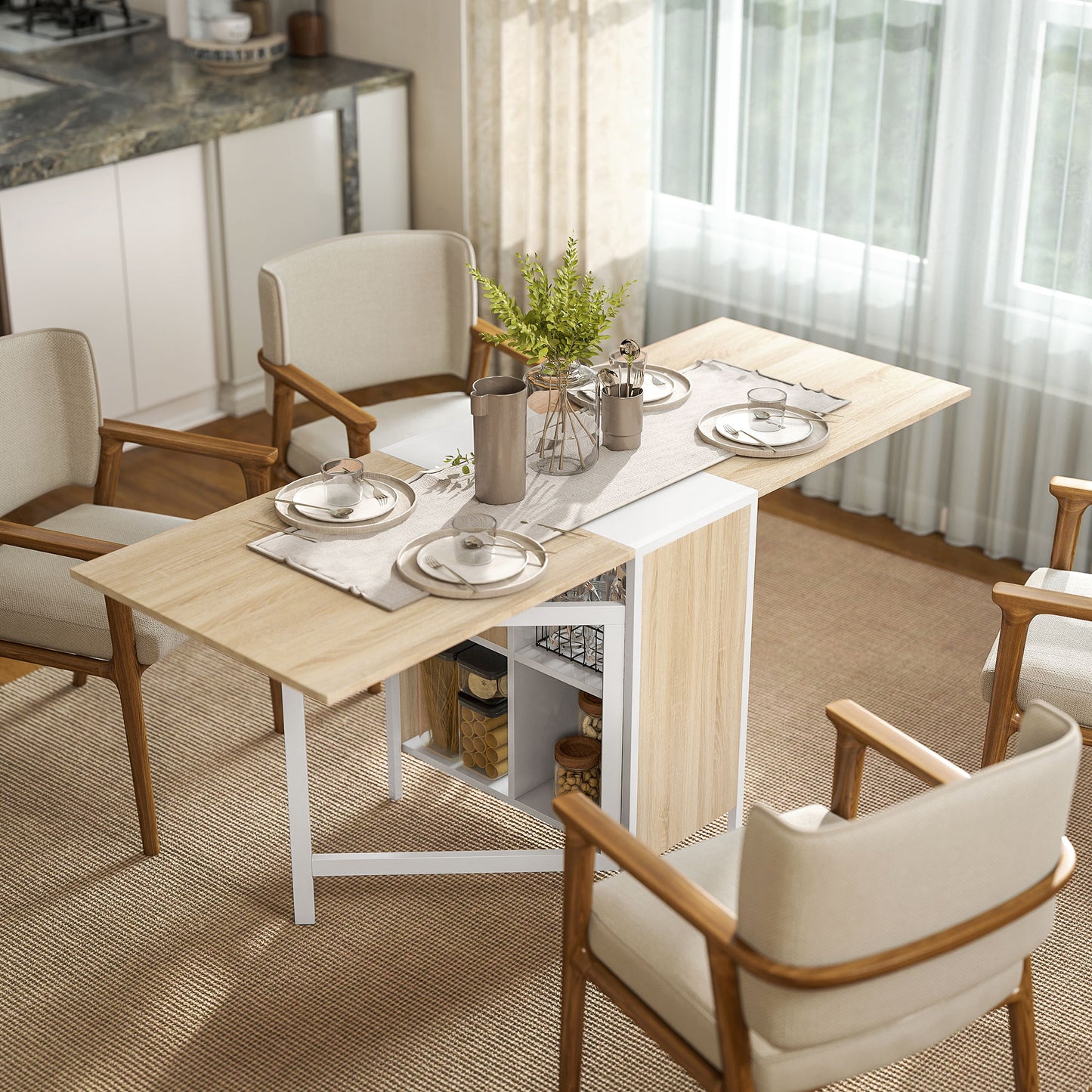 AI62 Decor Compact Drop Leaf Dining Table