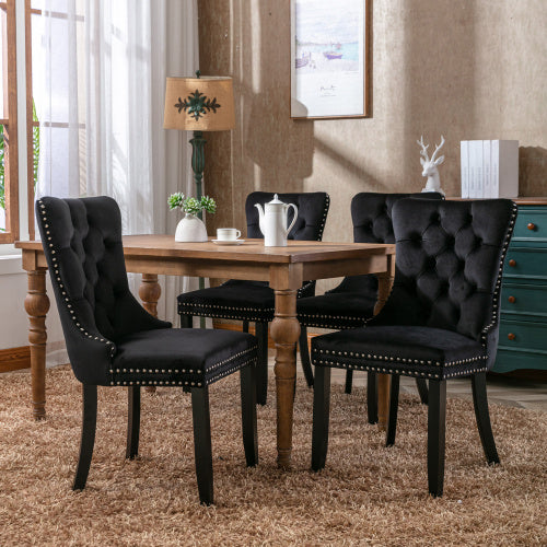 AI62 Decor Set of 4 Velvet Upholstered Dining Room Chairs