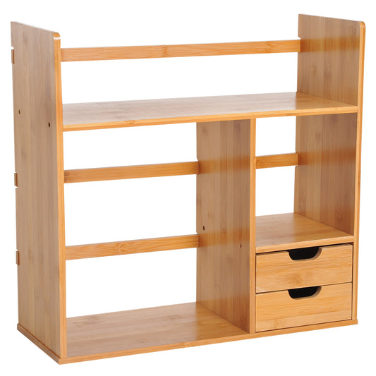 AI62 Decor Bamboo Desk Organizer with 2 Drawers & Storage Compartments