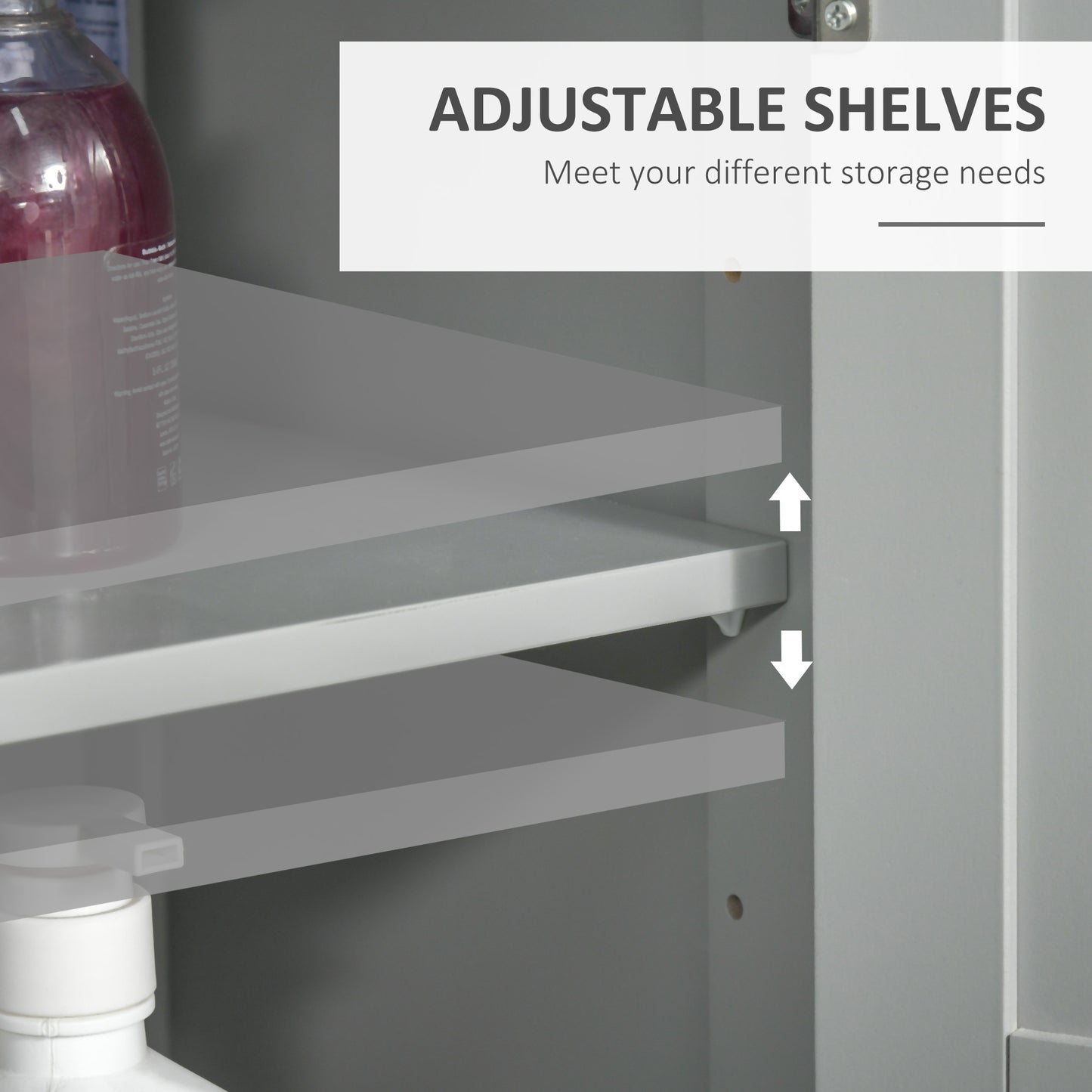 AI62 Decor Kleankin Modern Bathroom Floor Cabinet - Grey