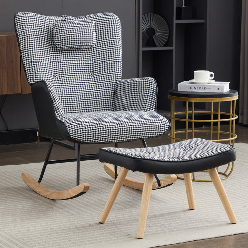 AI62 Decor Adult Rocking Chair – High Back Recliner with Solid Wood Legs